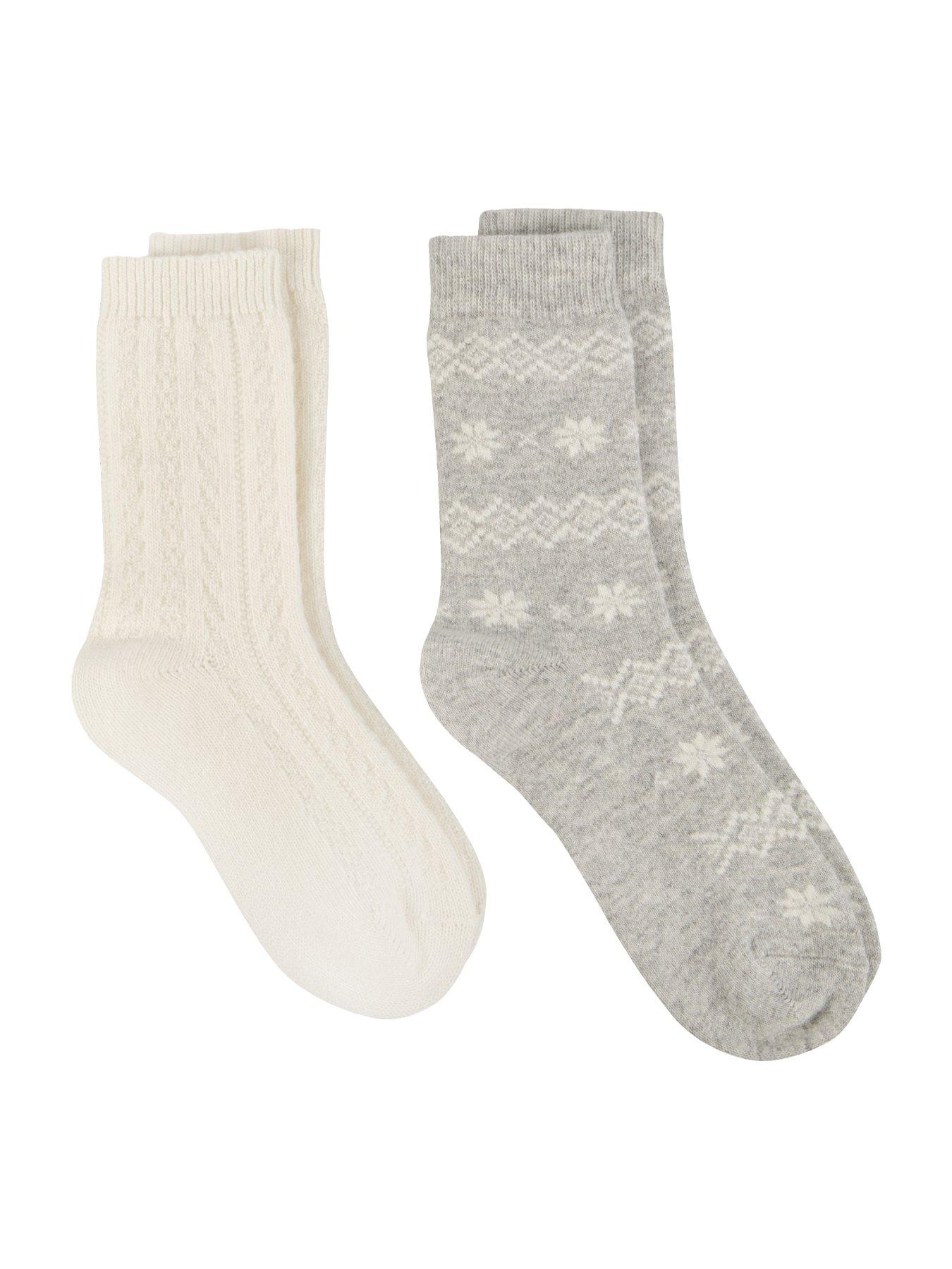 undefined 2 Pk Ladies Cashmere Ankle Socks - Grey