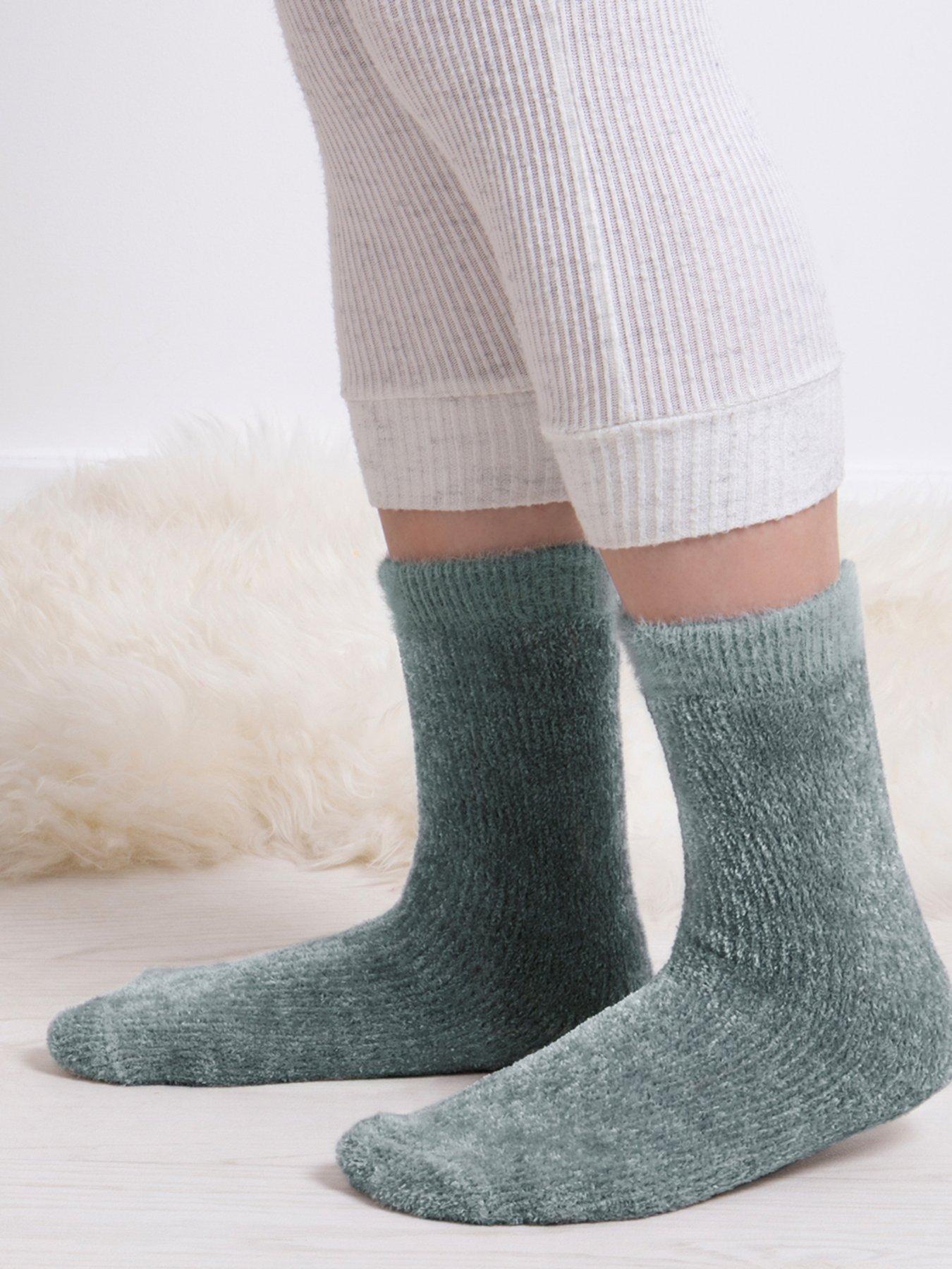  image of totes-2packnbspchenille-supersoft-slipper-socks-sagegrey