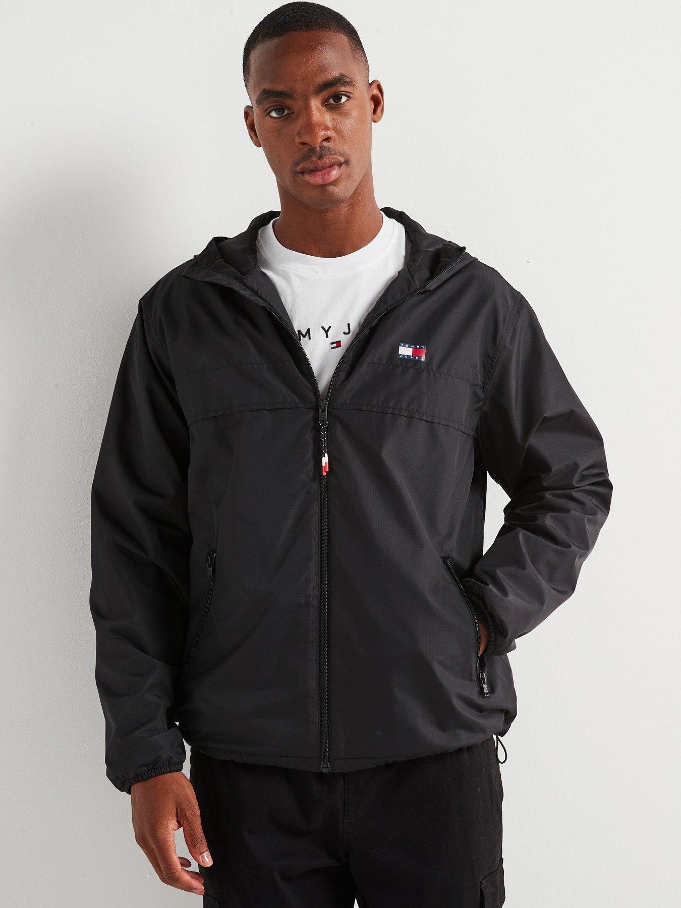 Tommy Jeans Fleece Lined Chicago Windbreaker Jacket Black littlewoods