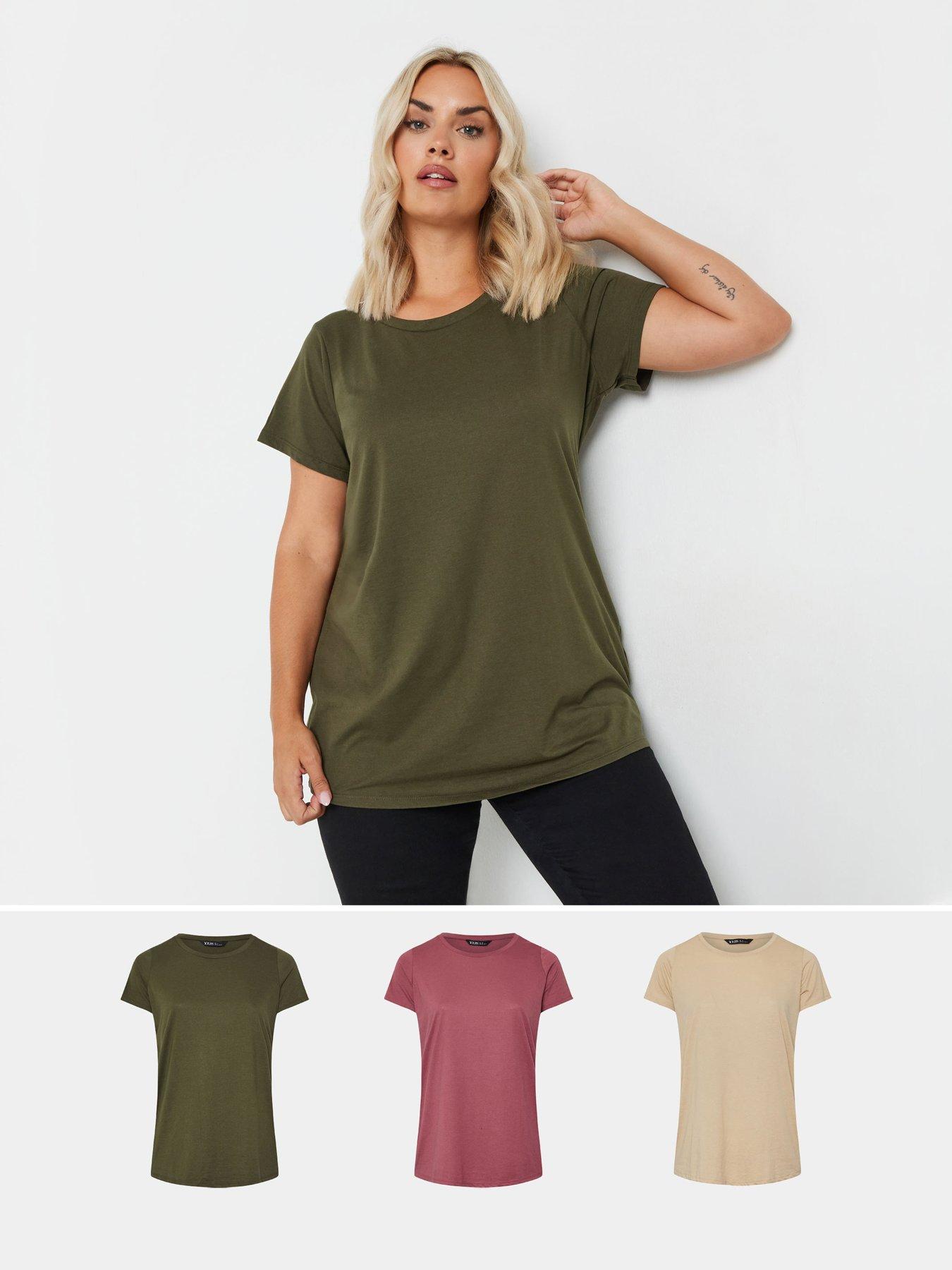  image of yours-curve-3-pack-core-short-sleeve-t-shirts-multi