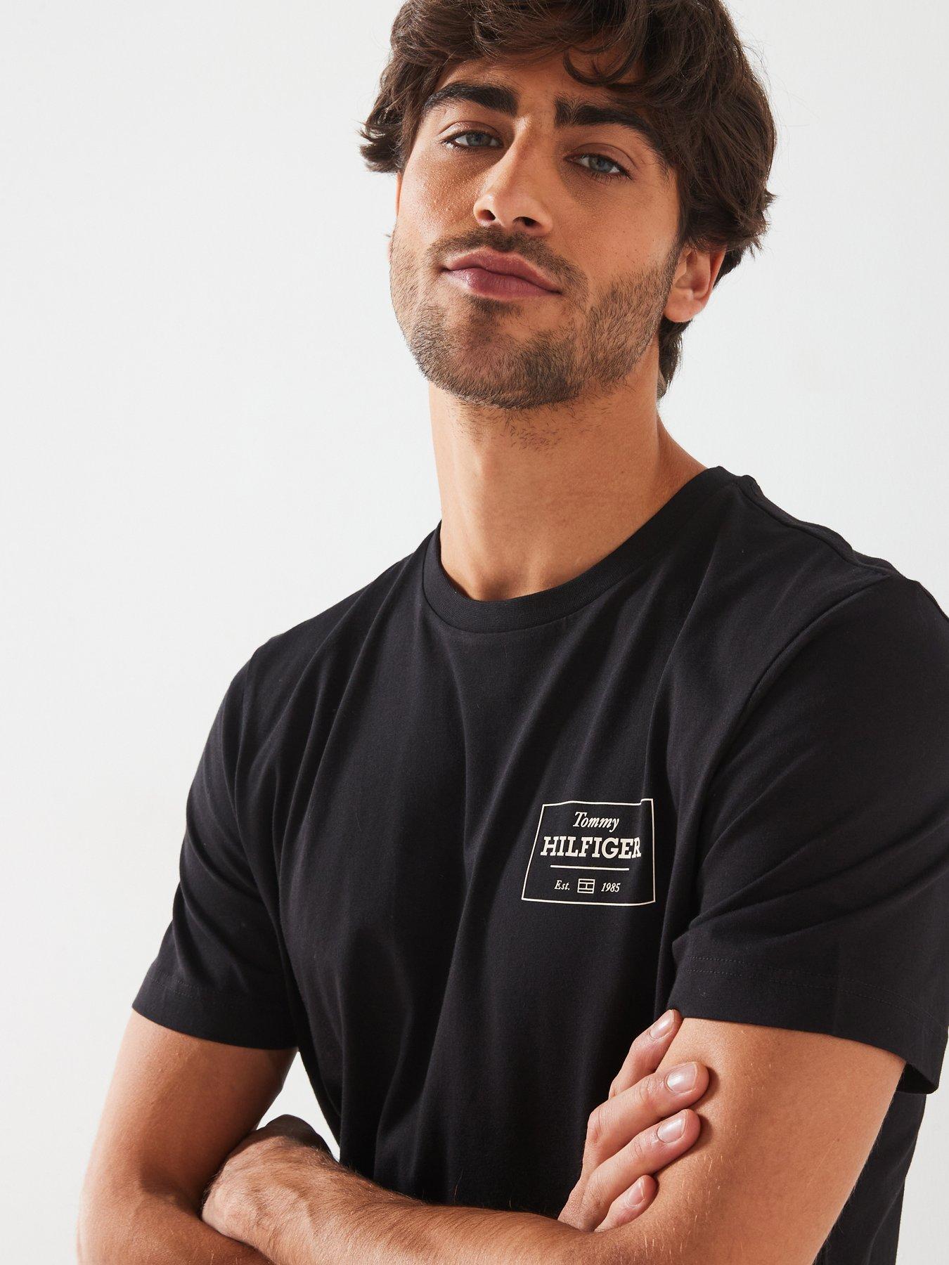  image of tommy-hilfiger-monotype-printed-label-t-shirt-black