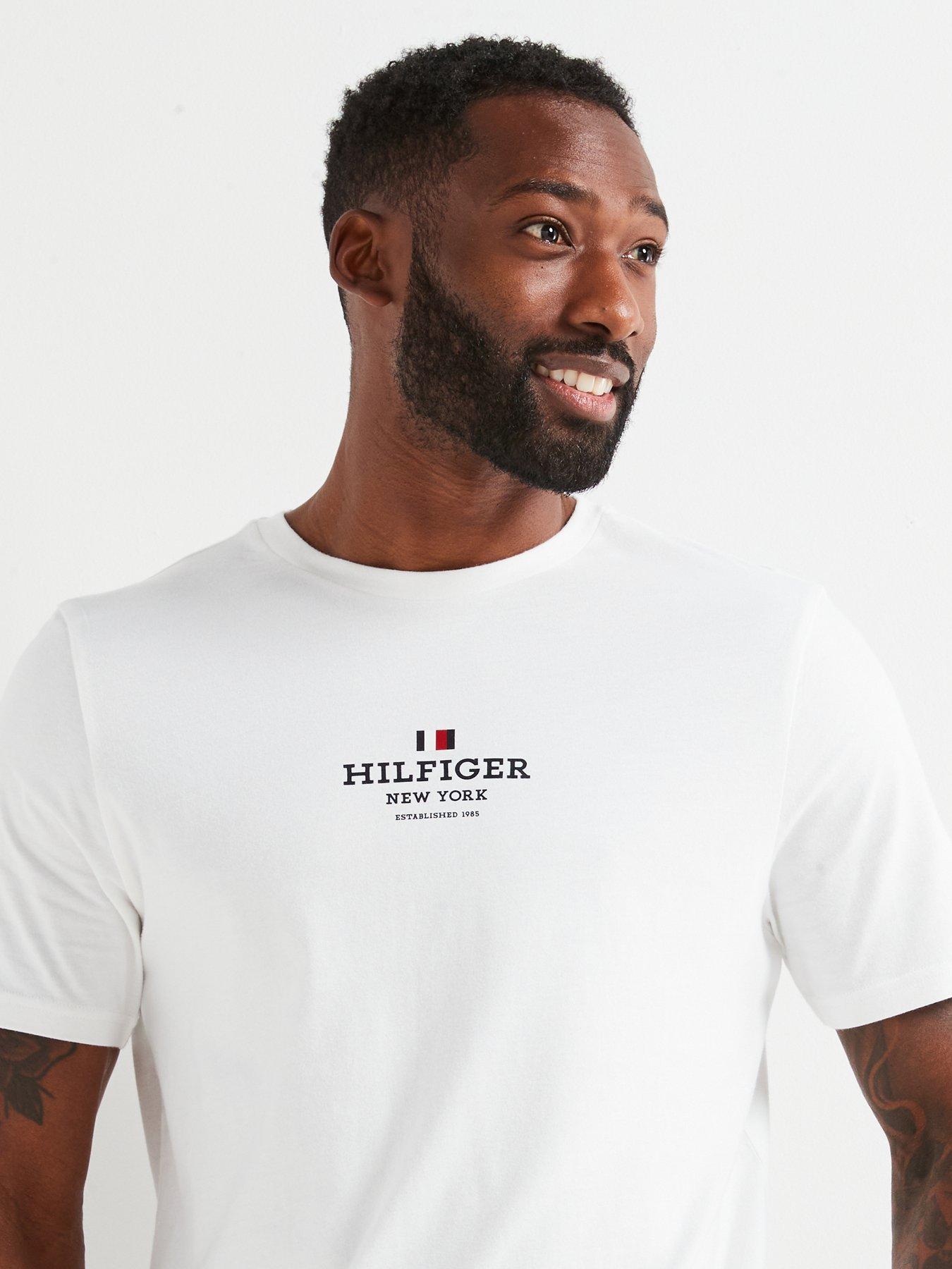  image of tommy-hilfiger-regular-fit-small-central-logo-t-shirt-white