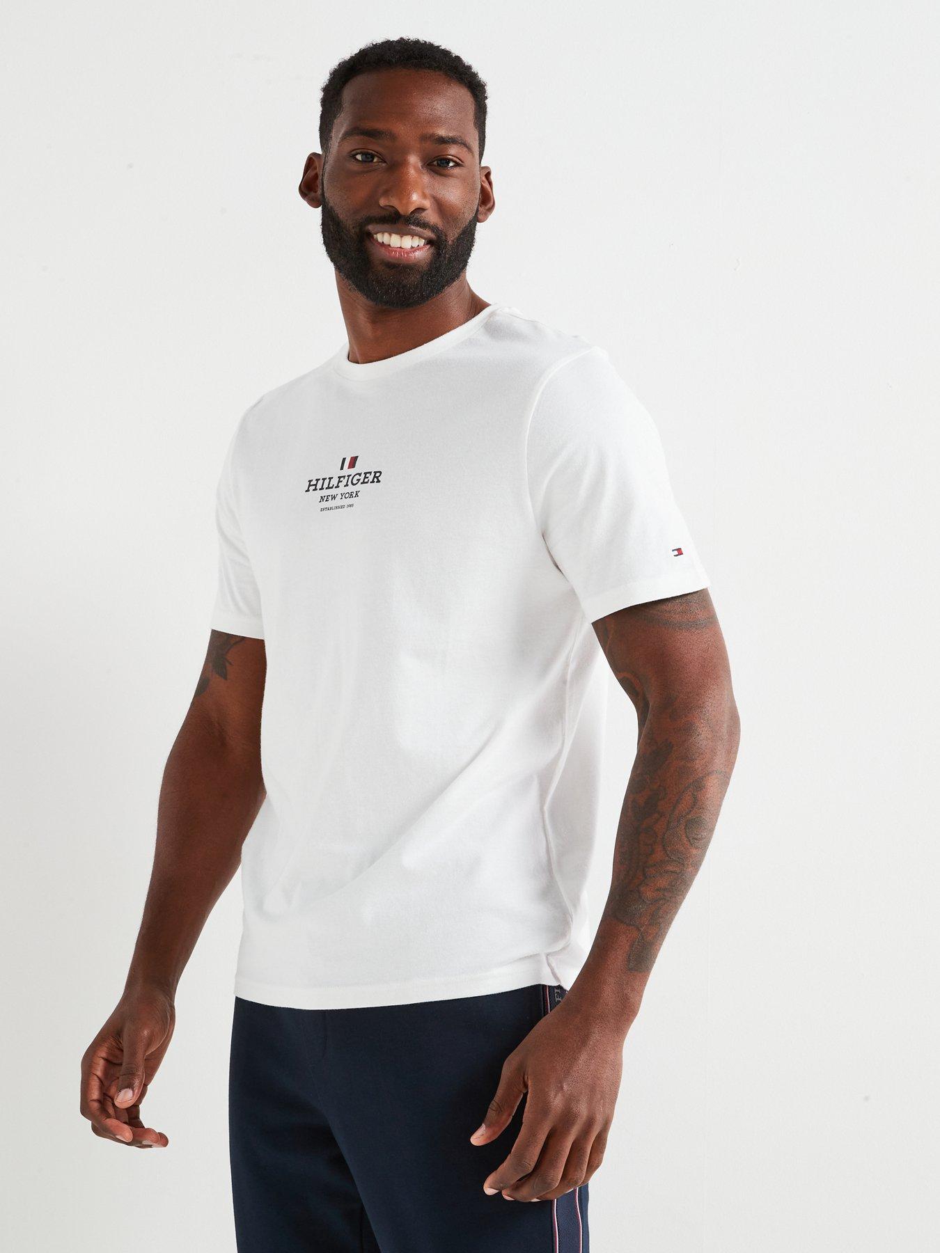  image of tommy-hilfiger-regular-fit-small-central-logo-t-shirt-white