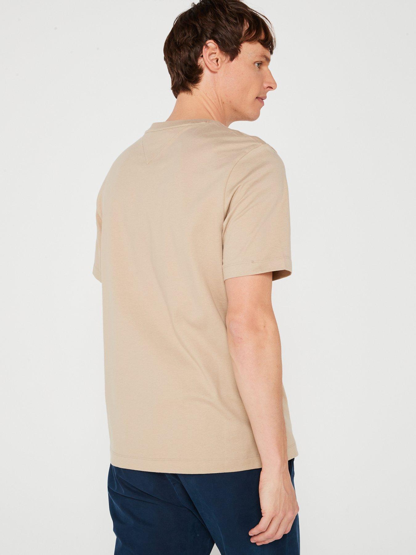  image of tommy-hilfiger-regular-fit-essential-flag-logo-t-shirt-beige