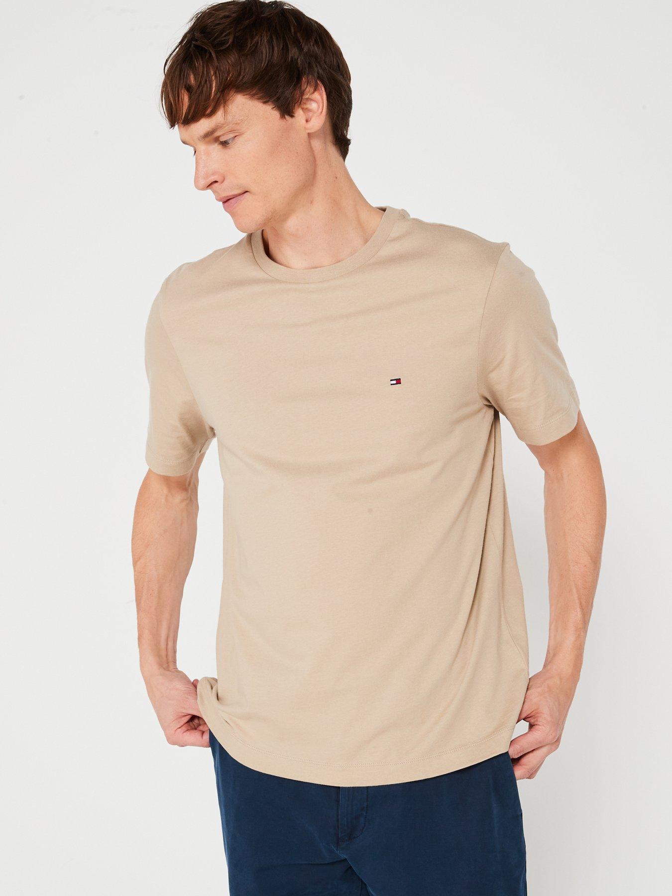  image of tommy-hilfiger-regular-fit-essential-flag-logo-t-shirt-beige