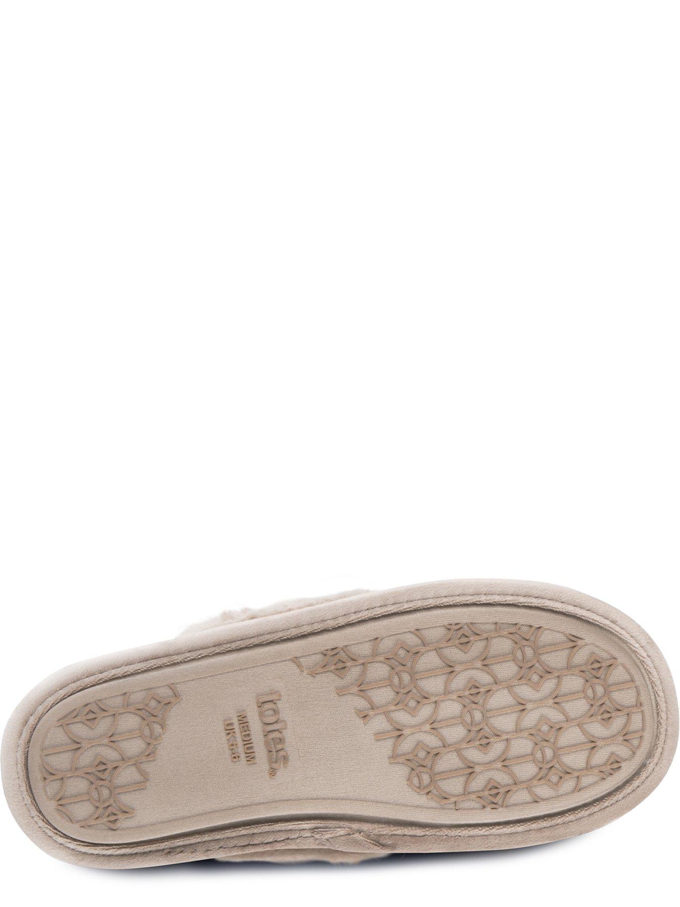 image of totes-velour-mule-slippers-taupe