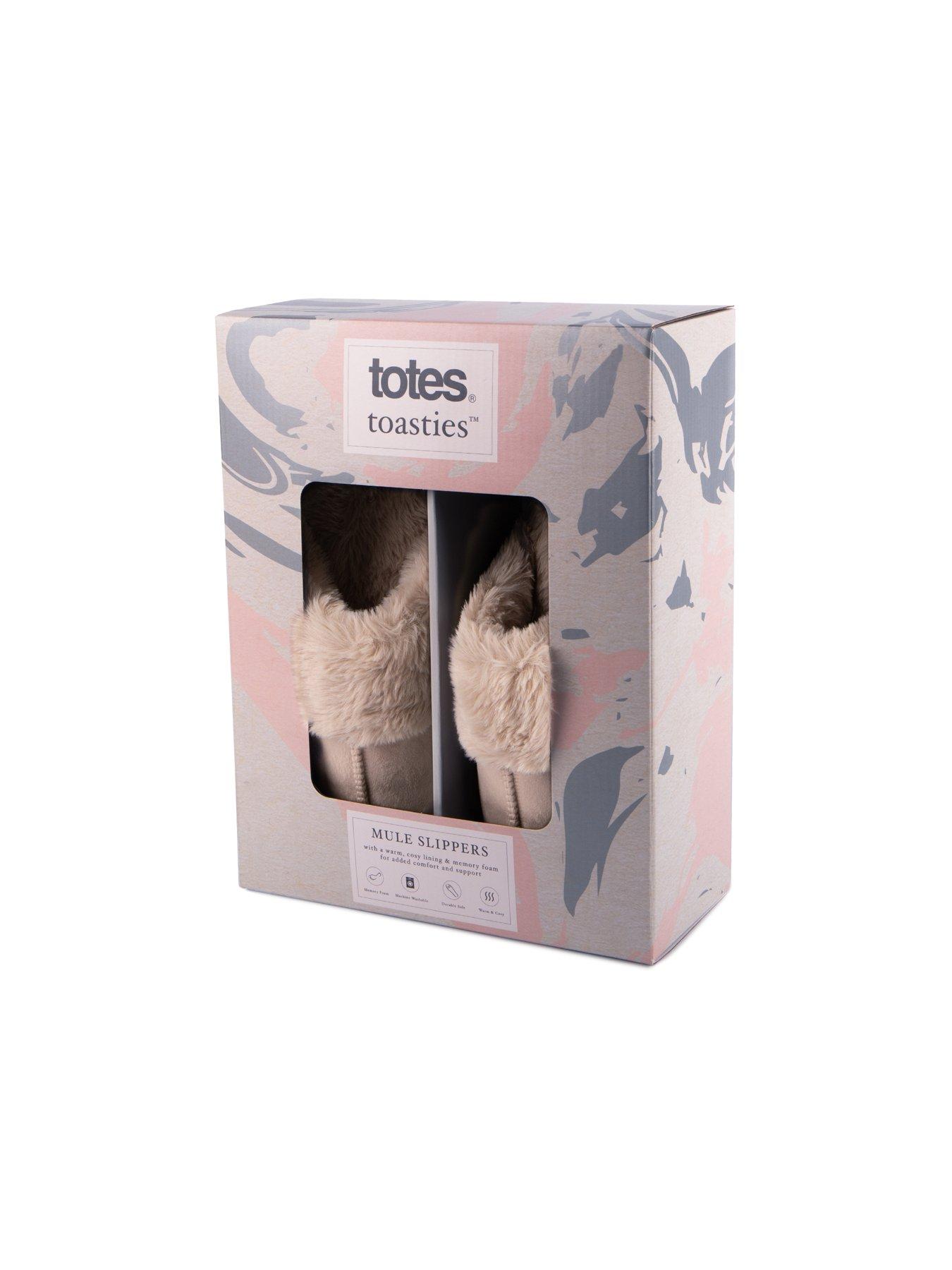  image of totes-velour-mule-slippers-taupe