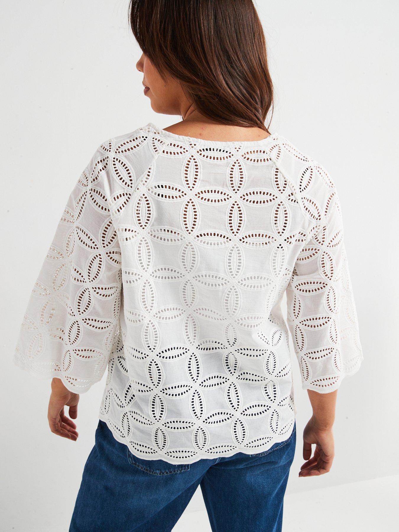  image of v-by-very-curve-embroidered-blouse-cream