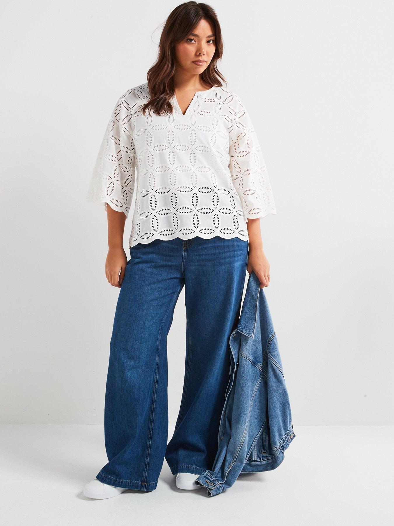  image of v-by-very-curve-embroidered-blouse-cream