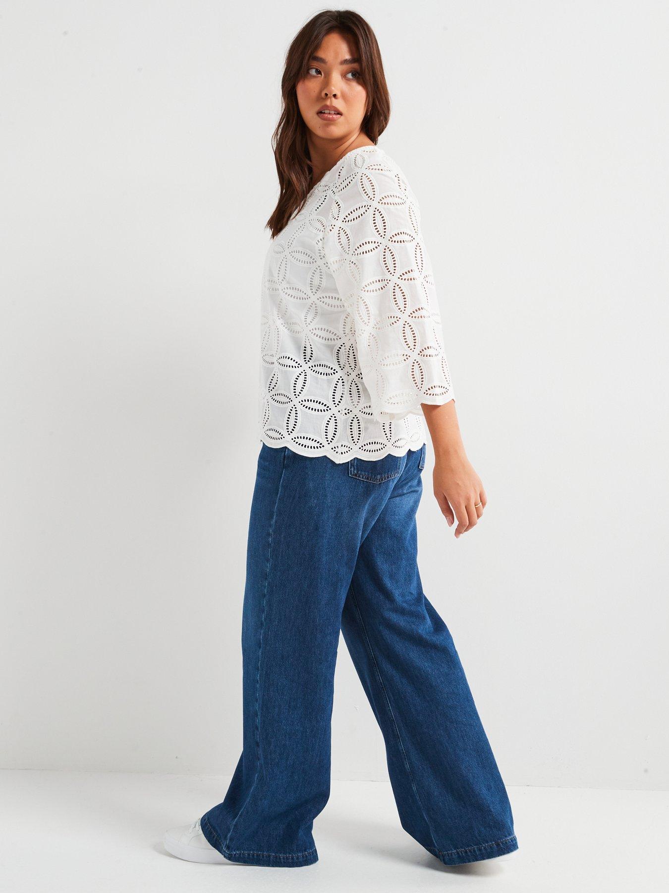  image of v-by-very-curve-embroidered-blouse-cream