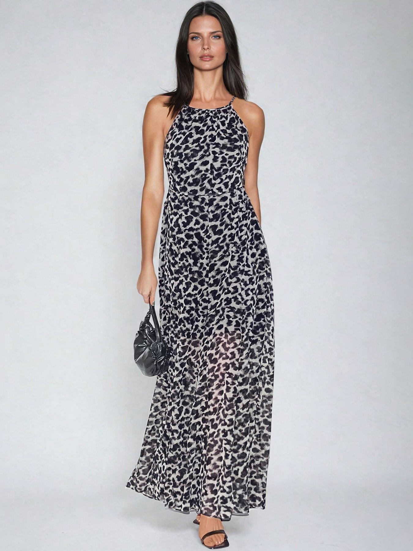 undefined Open Back Halterneck Maxi Dress - Multi