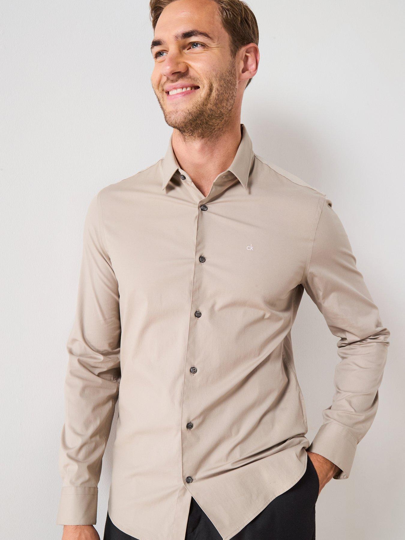 Calvin Klein Poplin Stretch Slim Fit Shirt - Khaki