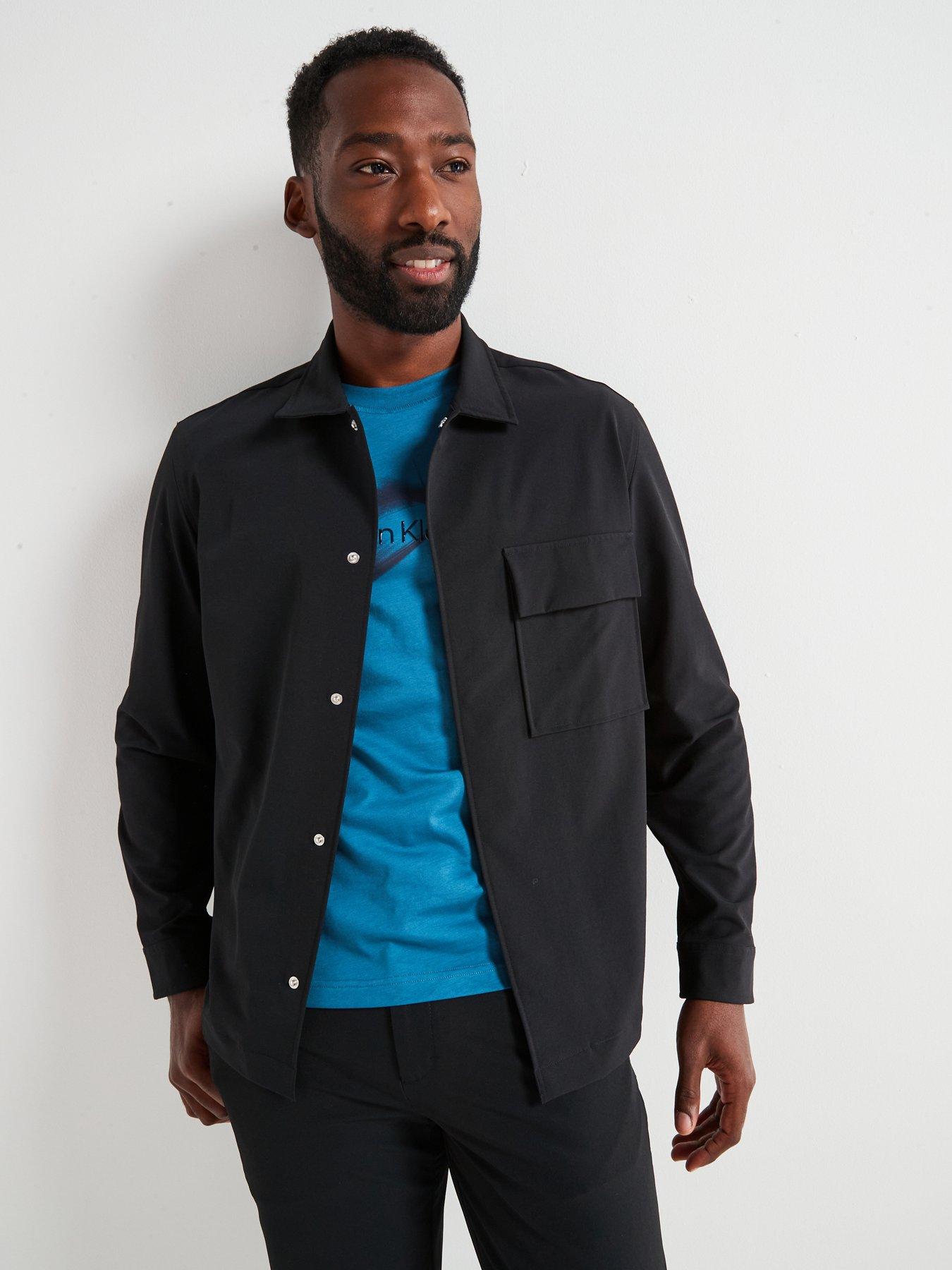  image of calvin-klein-4-way-stretch-nylon-overshirt-black