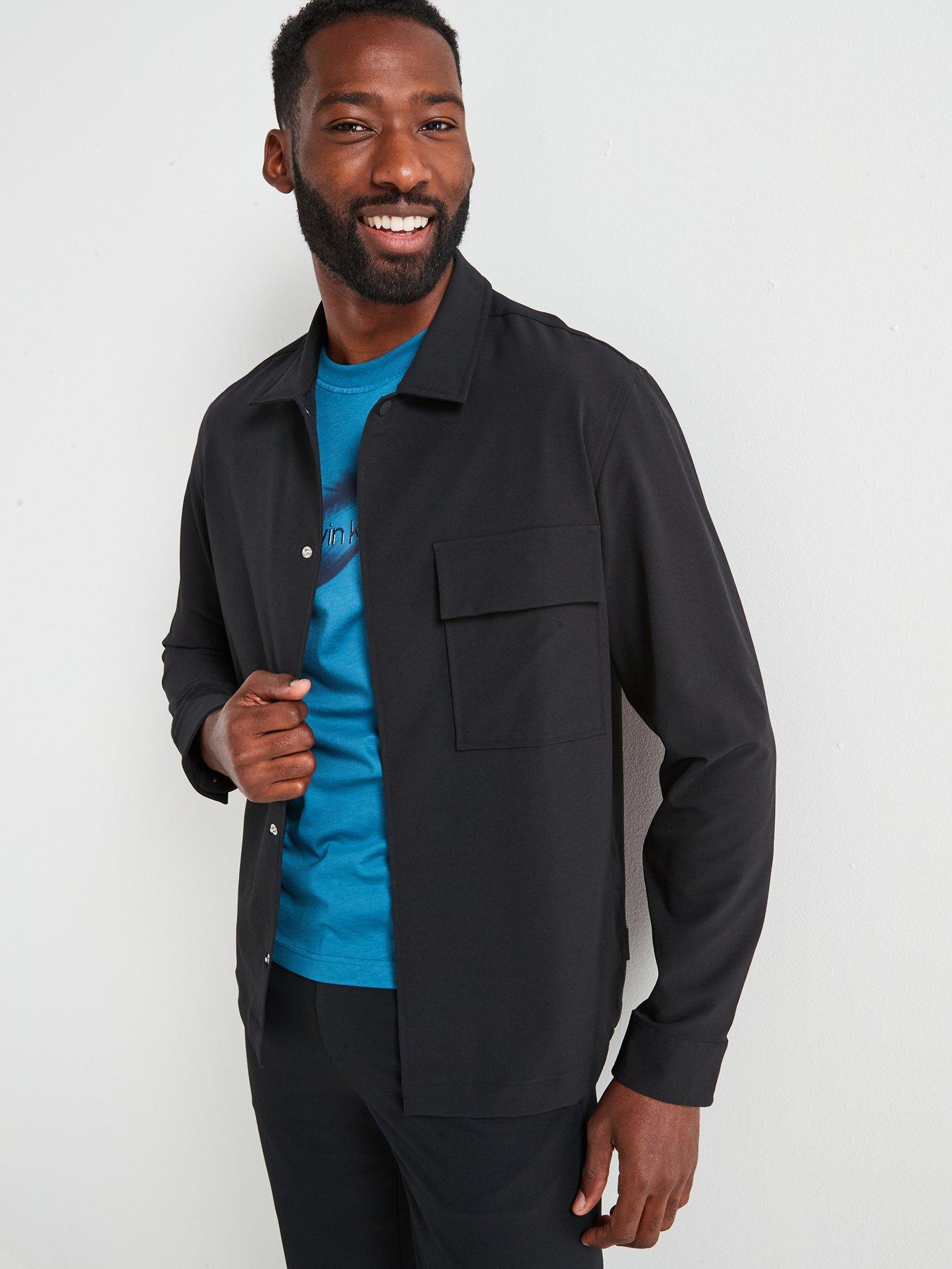  image of calvin-klein-4-way-stretch-nylon-overshirt-black