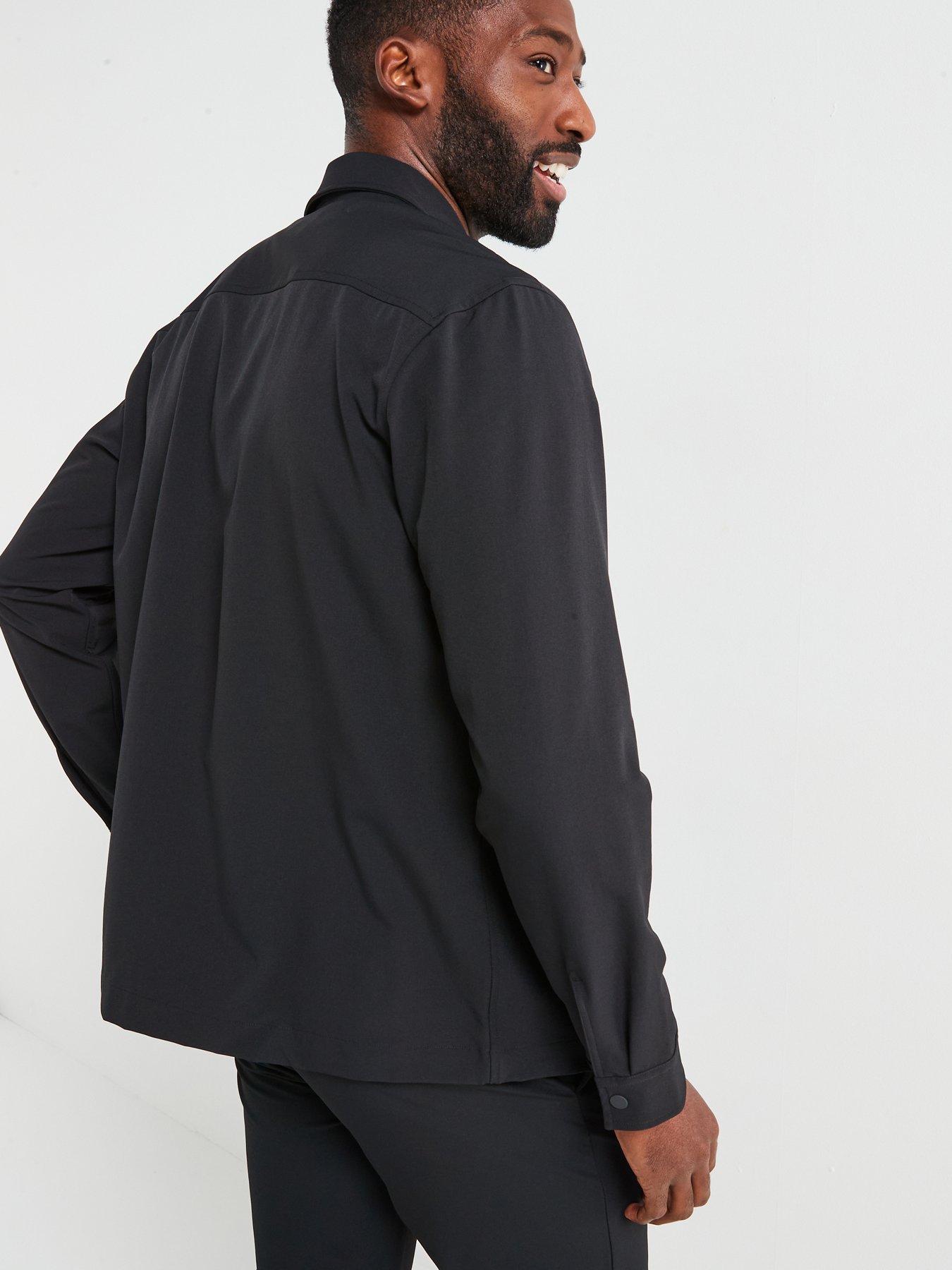  image of calvin-klein-4-way-stretch-nylon-overshirt-black