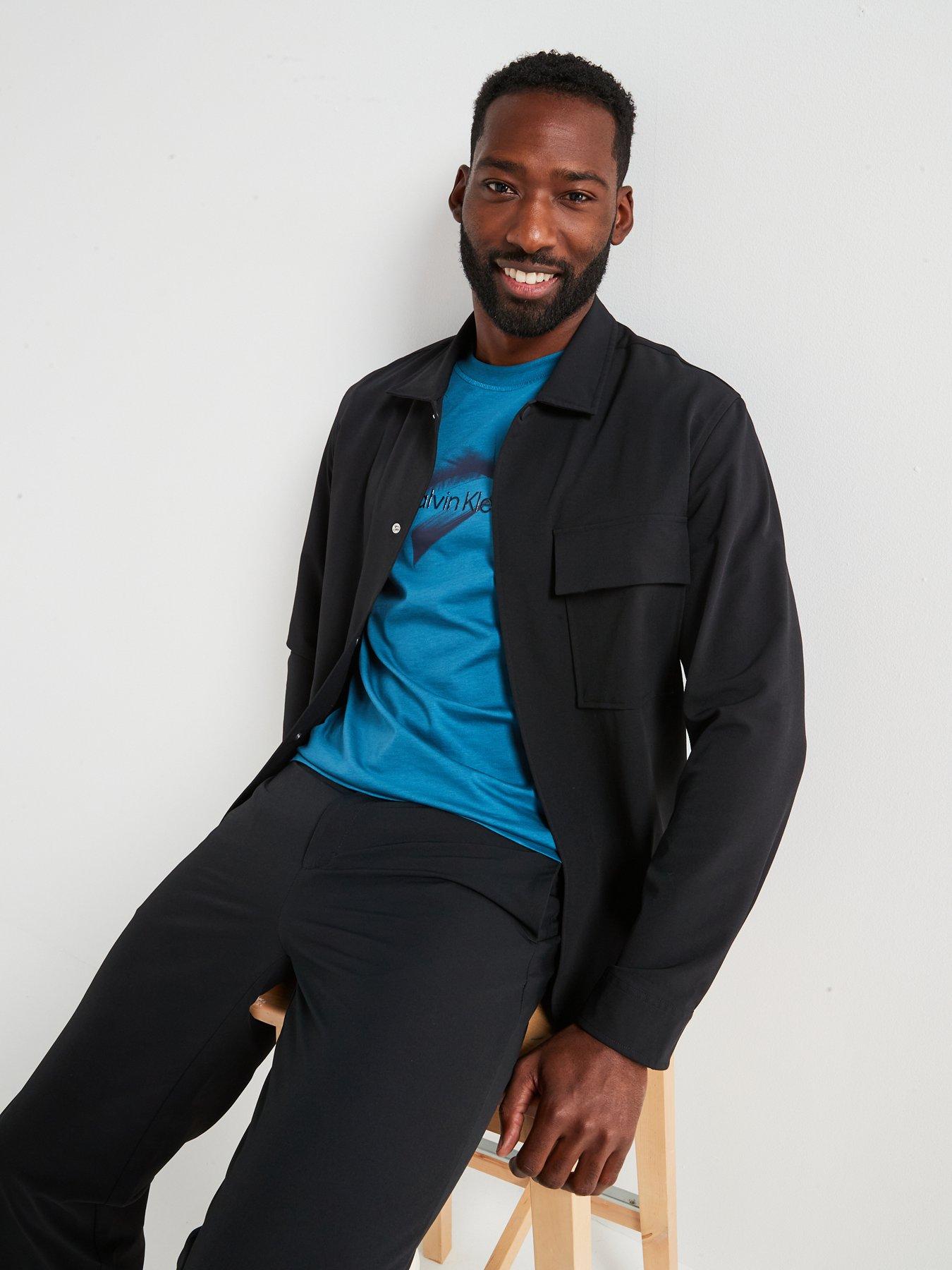  image of calvin-klein-4-way-stretch-nylon-overshirt-black