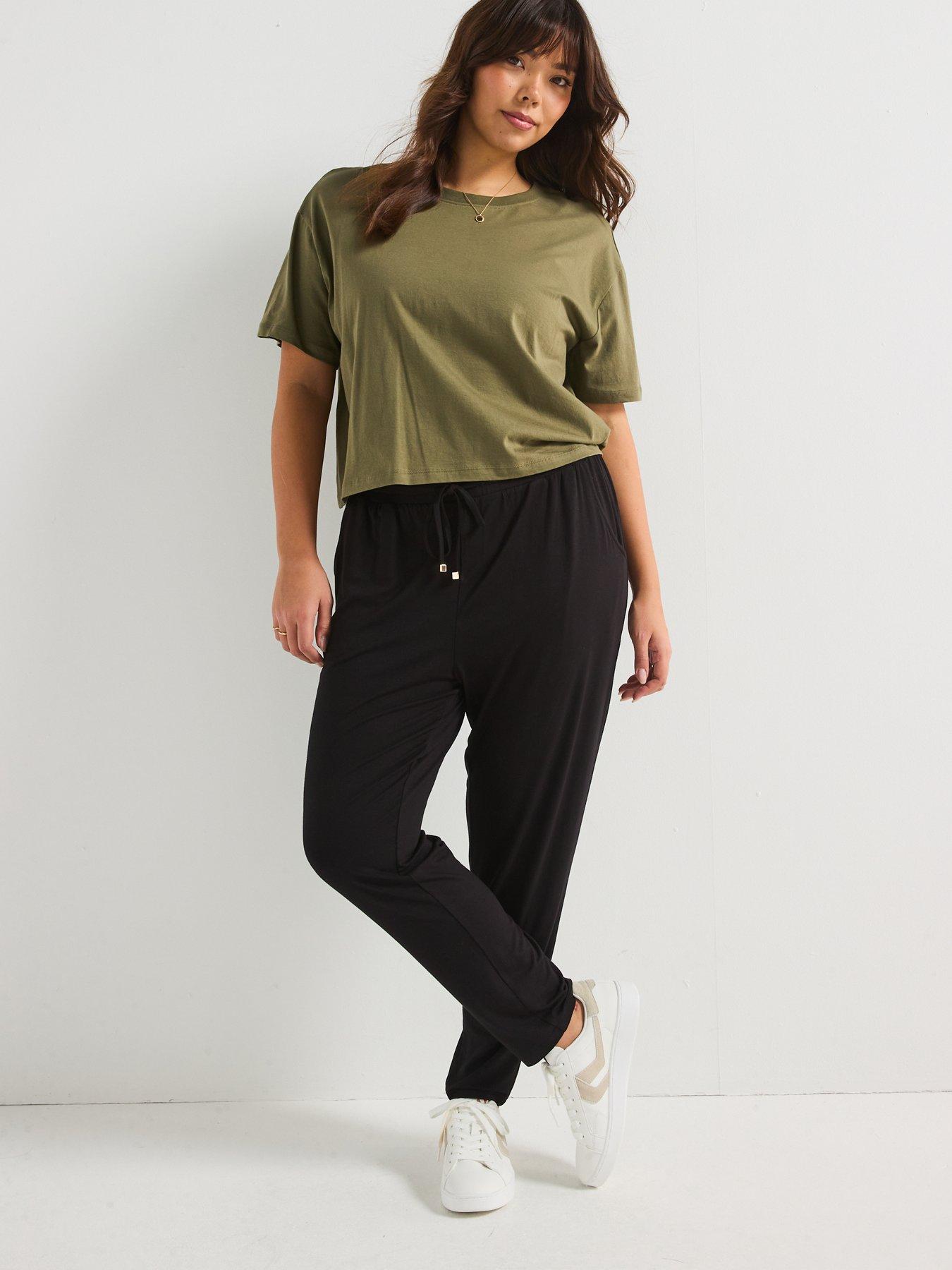  image of v-by-very-curve-tapered-leg-trouser-black
