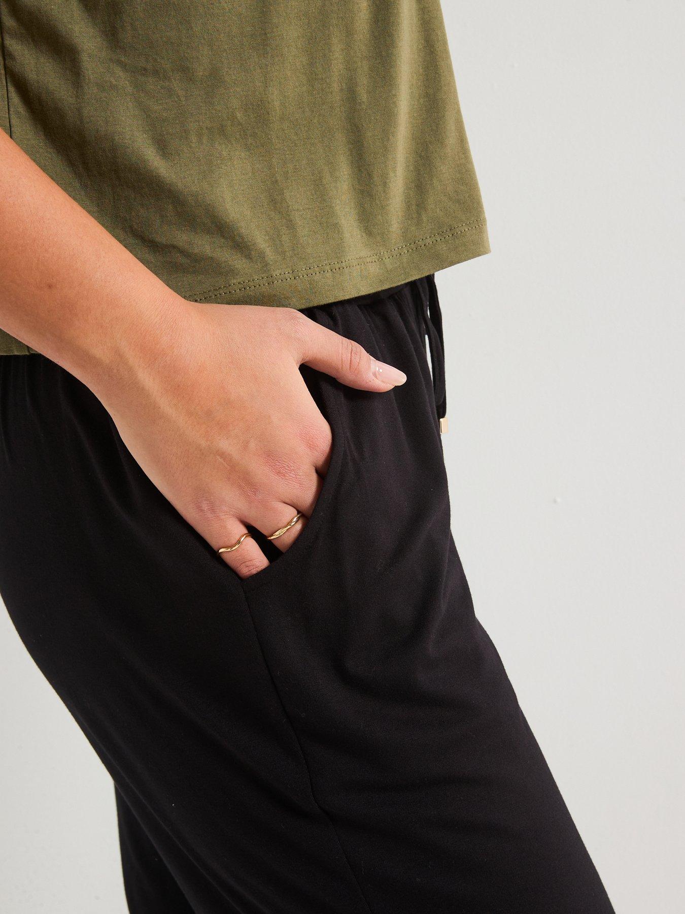  image of v-by-very-curve-tapered-leg-trouser-black