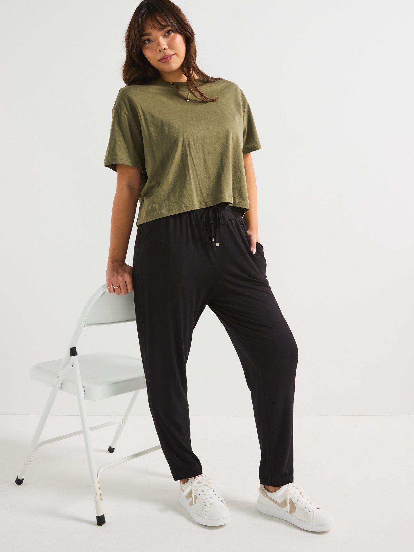  image of v-by-very-curve-tapered-leg-trouser-black