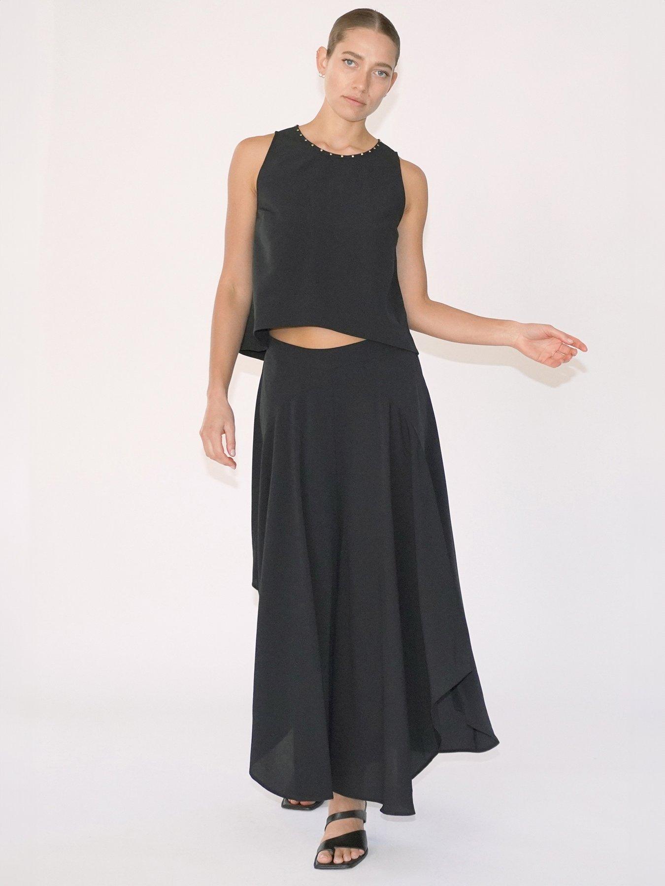 undefined Tanzanite Stud Trim Co-ord Skirt and Top - Black