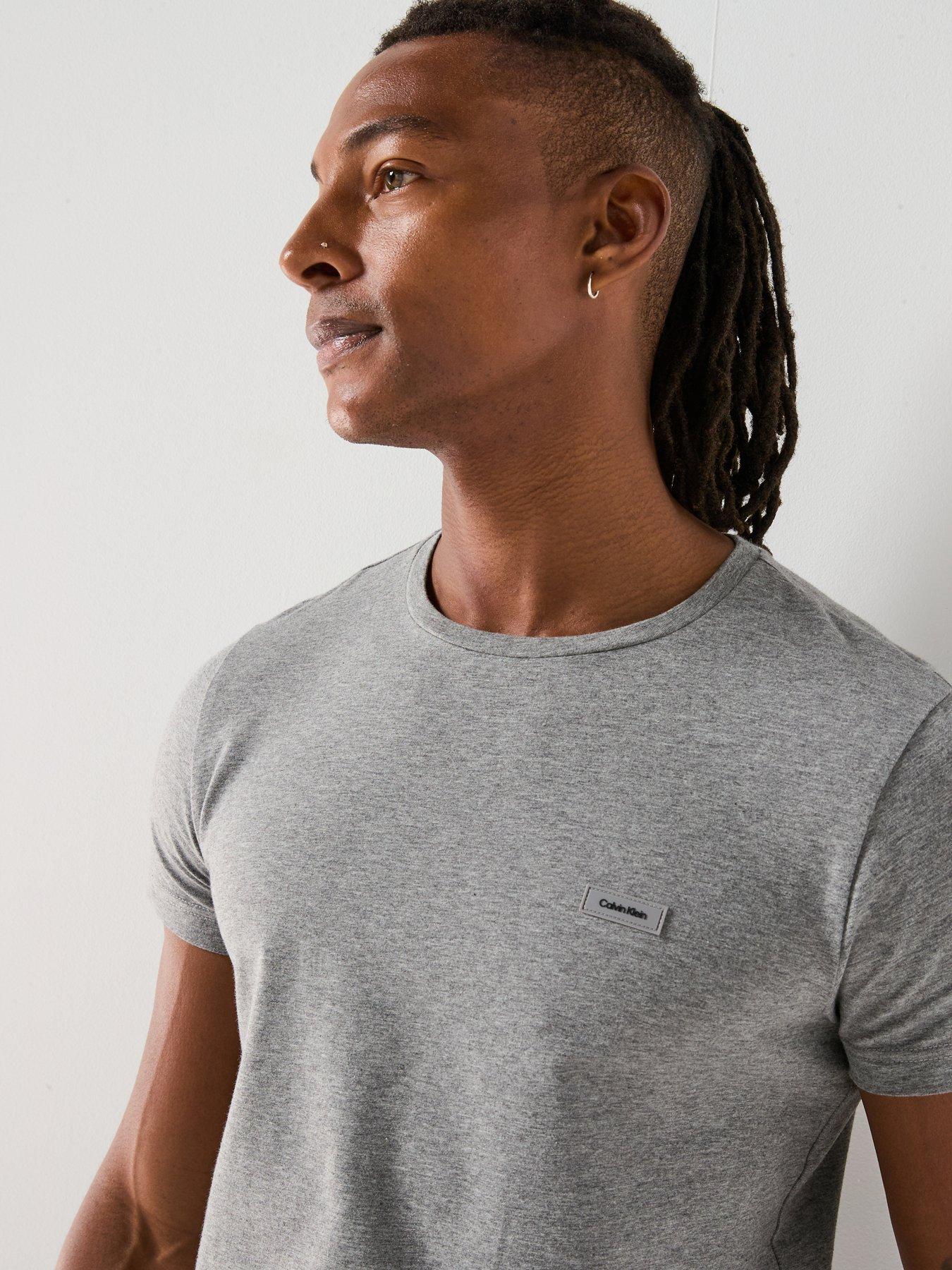 Image 4 of 5 of Calvin Klein Stretch Slim Fit Left Chest Logo T-Shirt - Grey