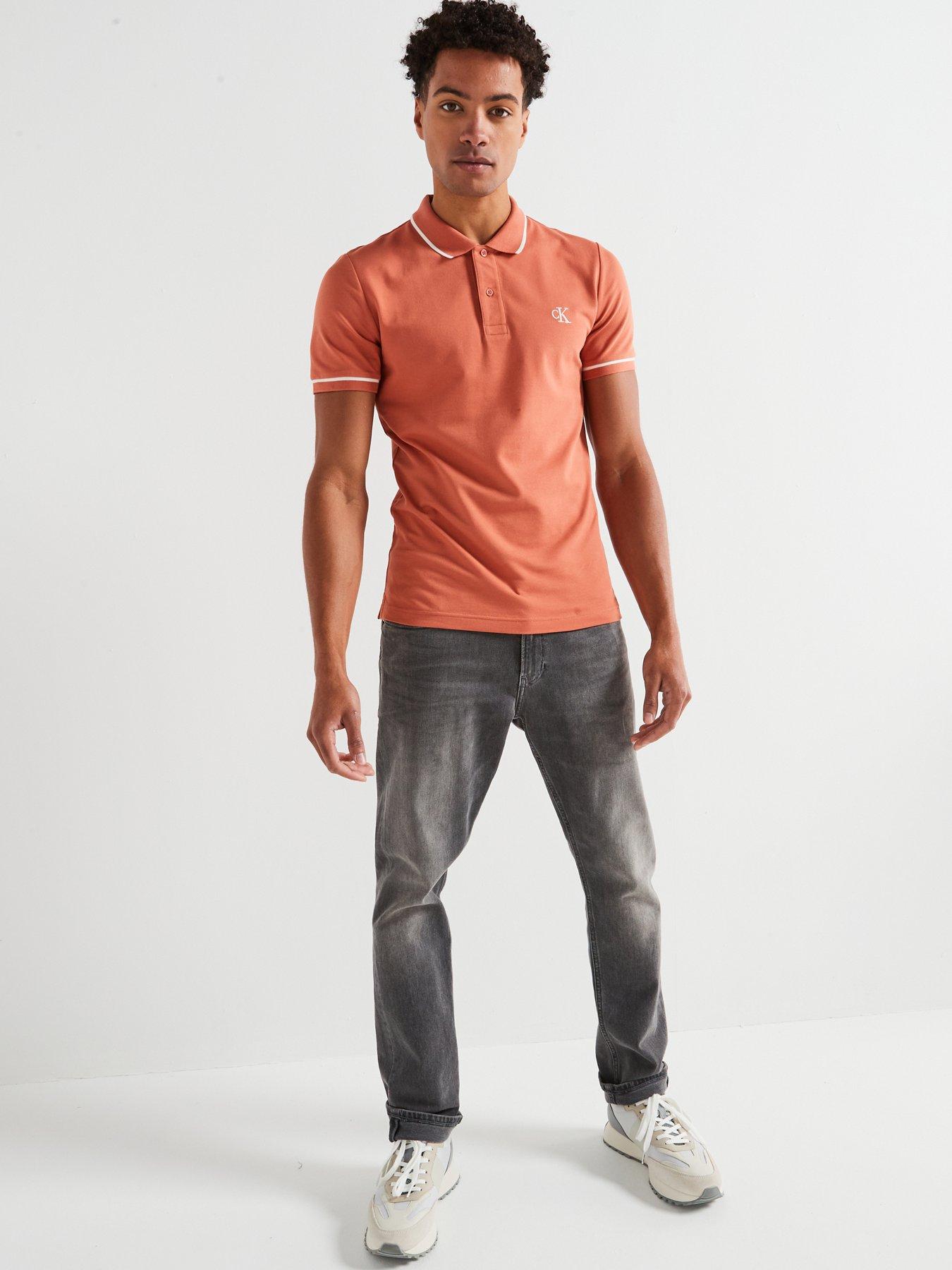  image of calvin-klein-jeans-tipping-slim-fit-polo-shirt-light-red