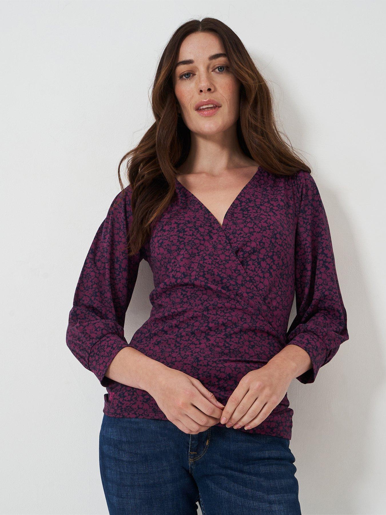 undefined 3/4 Sleeve Wrap Top - Red