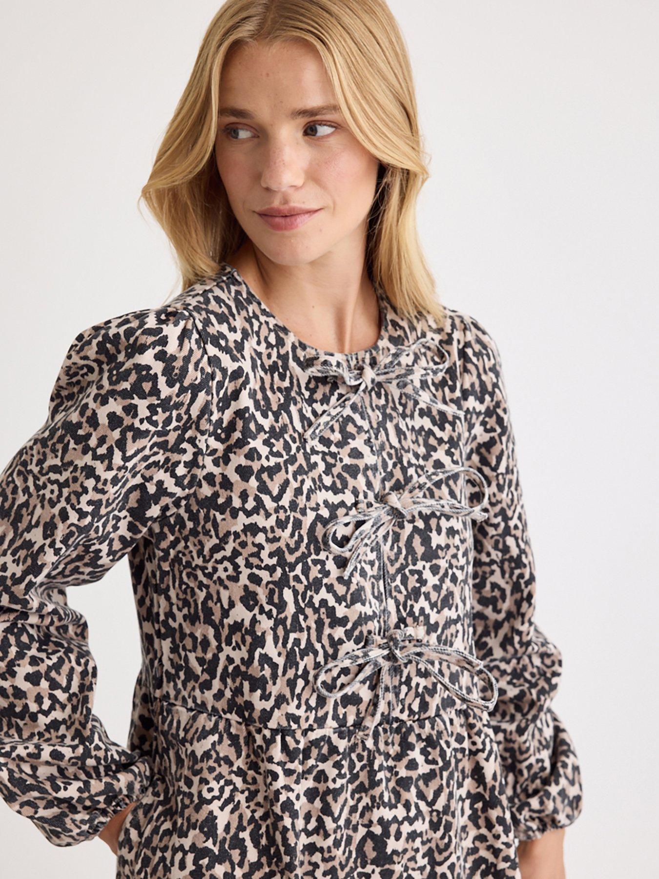  image of nobodys-child-leopard-print-mini-dress-multi
