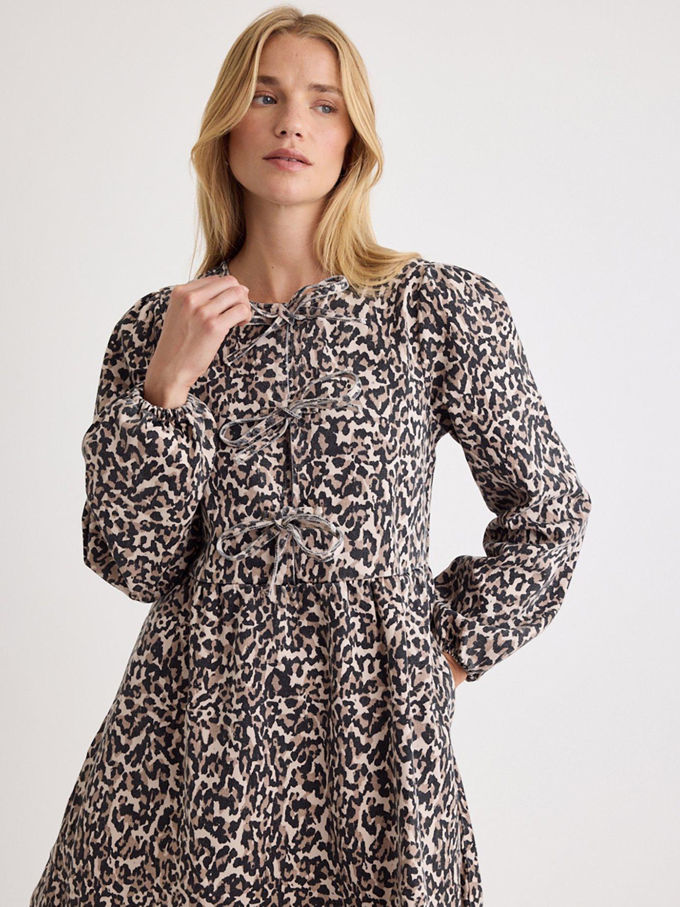  image of nobodys-child-leopard-print-mini-dress-multi