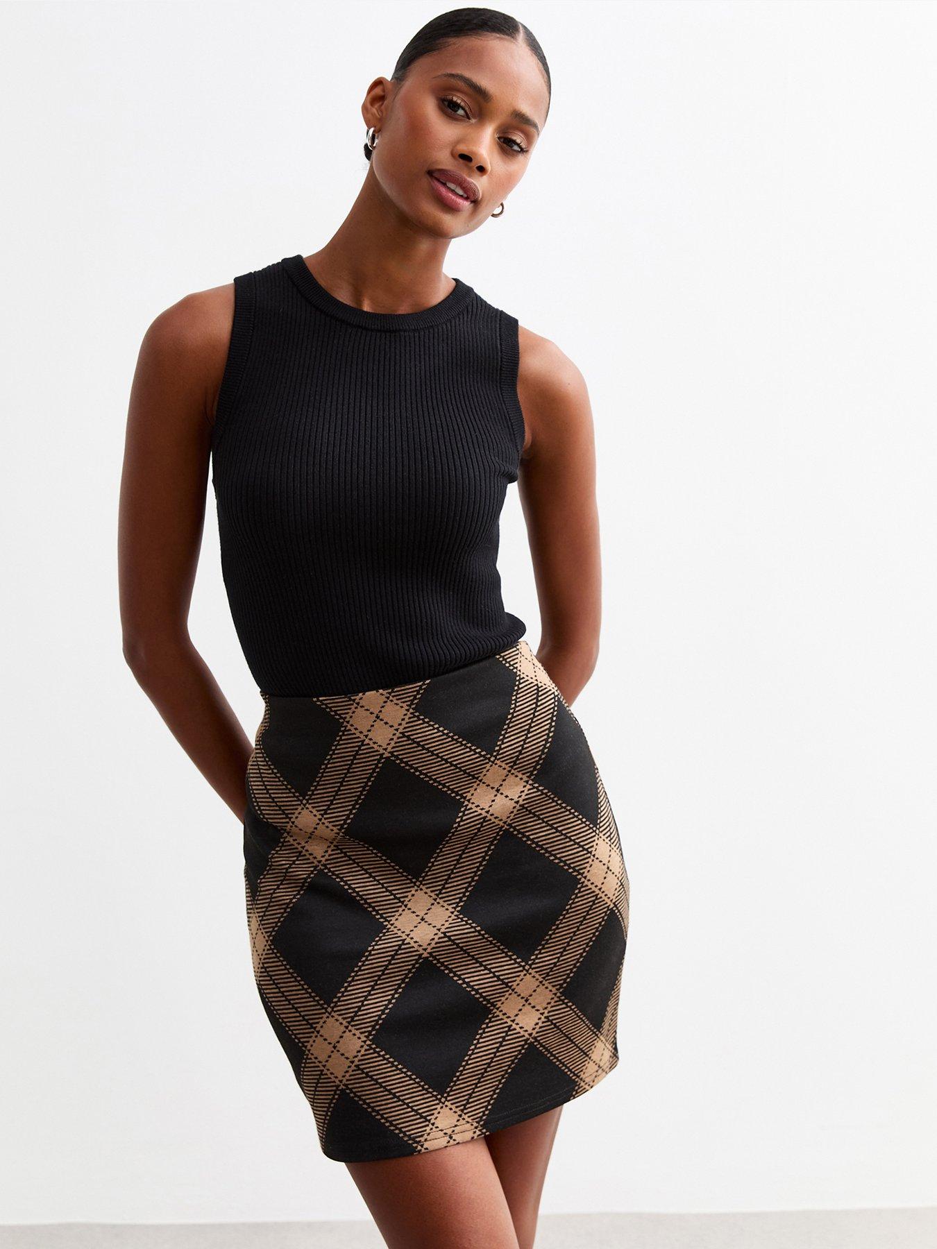 undefined Checked Mini Tube Skirt - Black