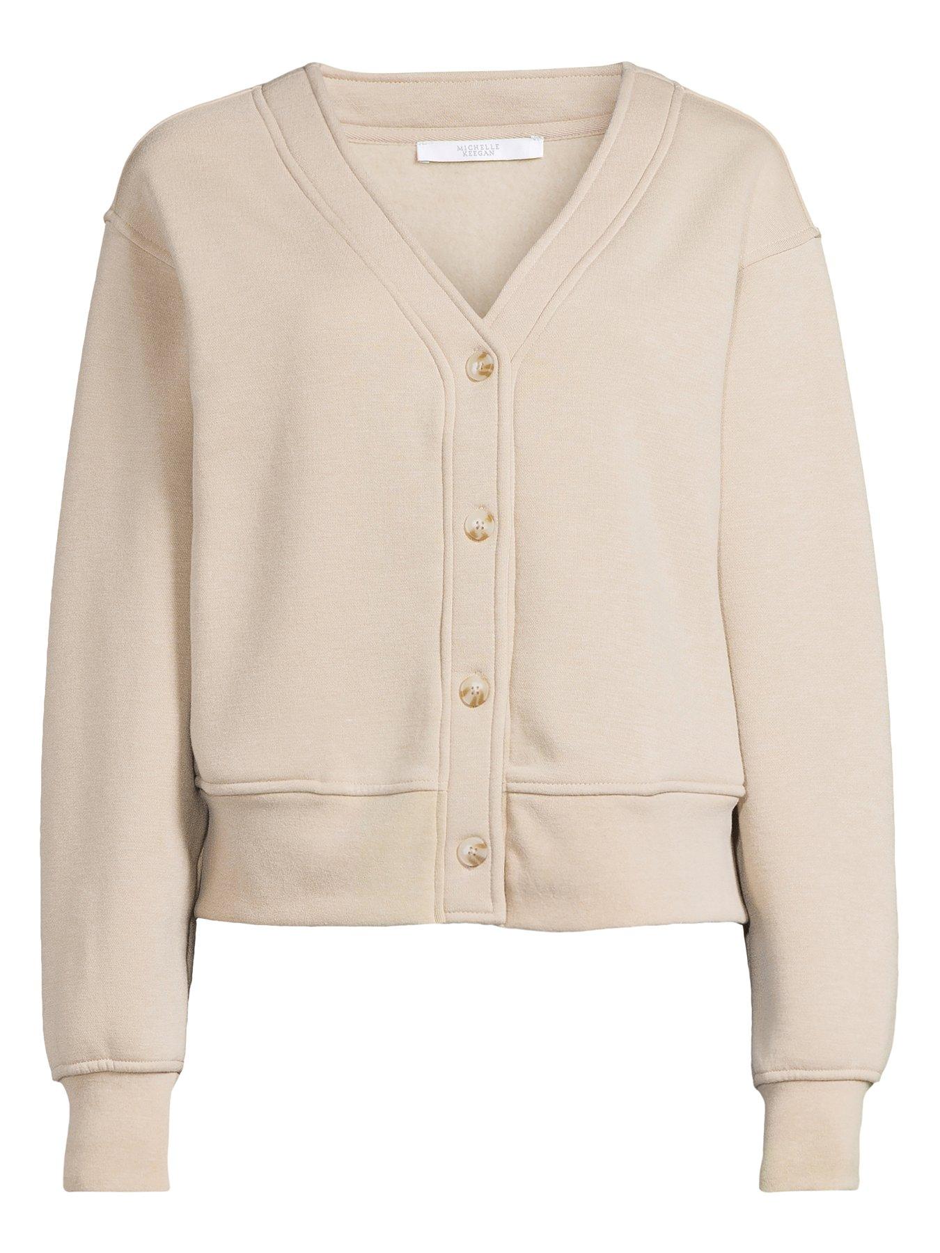  image of michelle-keegan-rib-button-through-jacket-beige