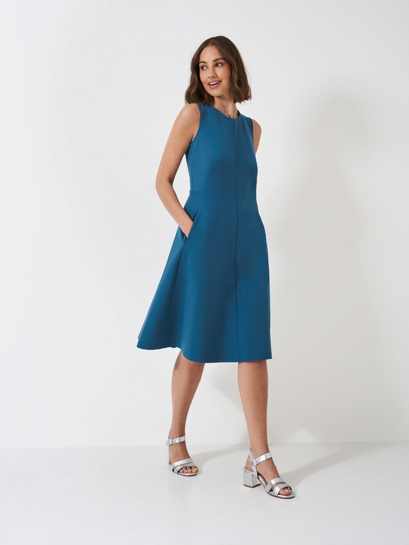 undefined Eva Sleeveless Ponte Dress - Blue