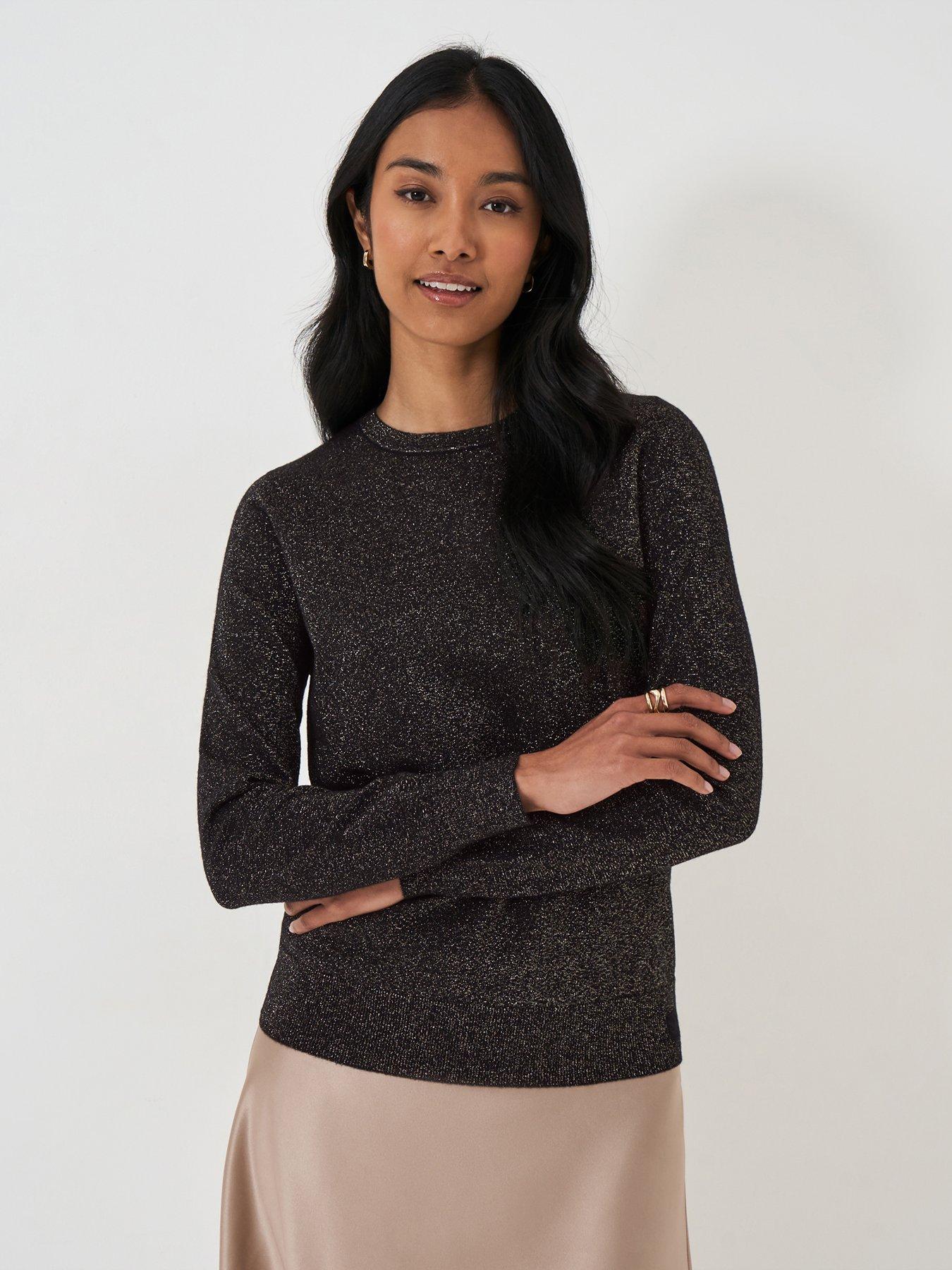  image of crew-clothing-lula-knitted-crewneck-jumper-black