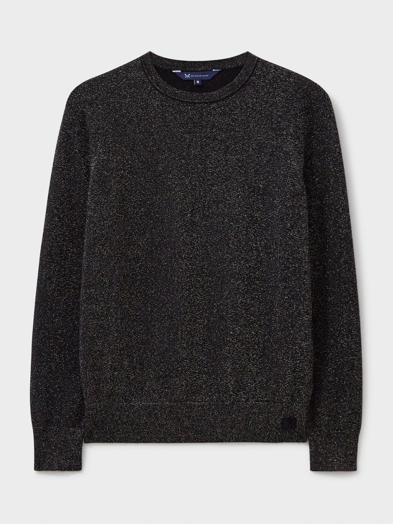  image of crew-clothing-lula-knitted-crewneck-jumper-black