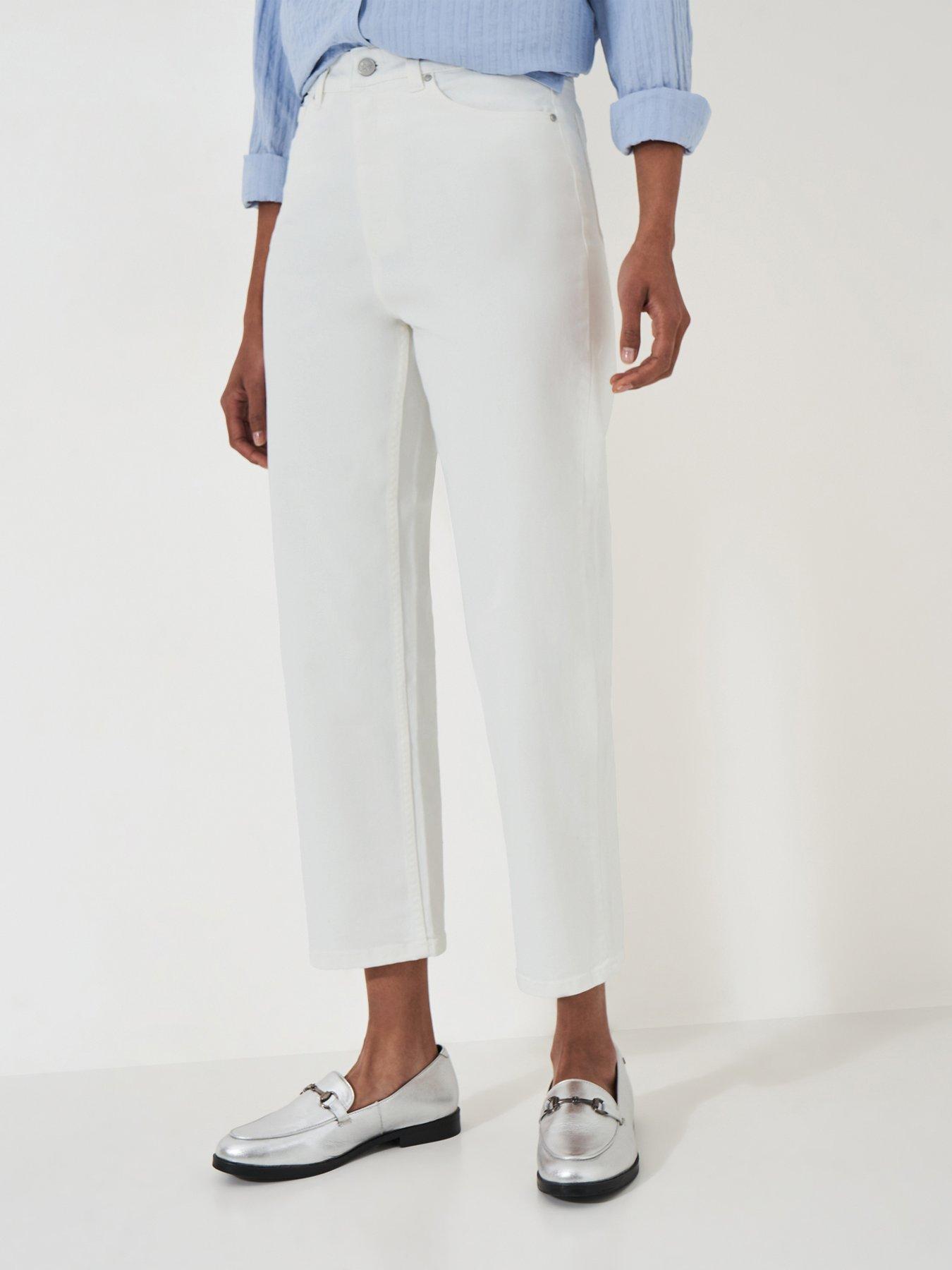 undefined Cropped Straight Jean - White