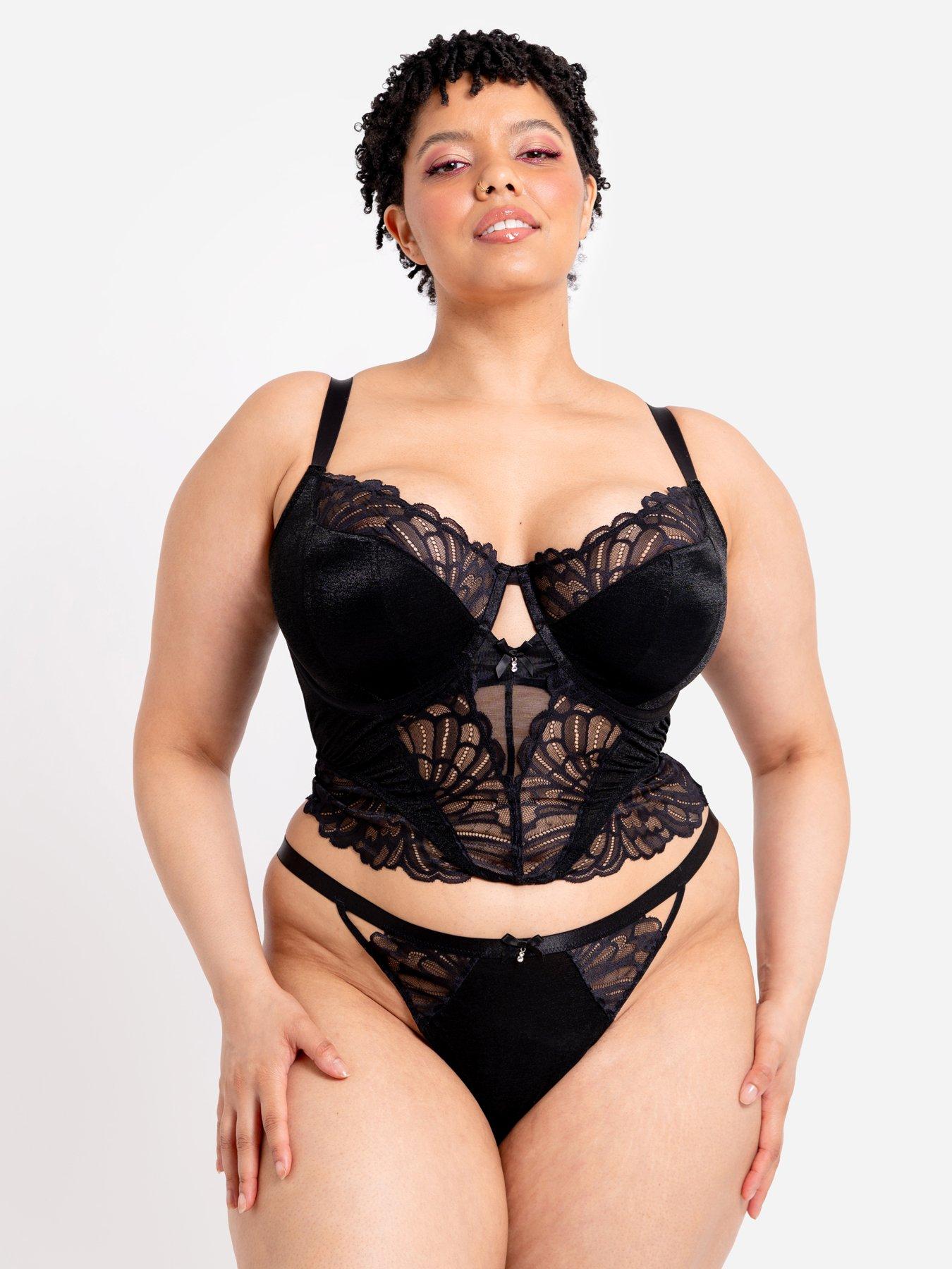  image of curvy-kate-boost-bombshell-longline-padded-balcony-bra-black-sparkle