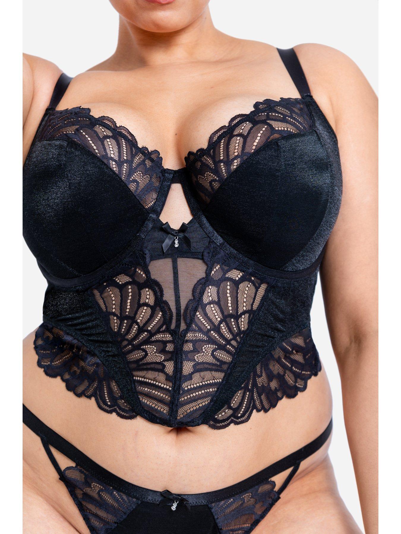  image of curvy-kate-boost-bombshell-longline-padded-balcony-bra-black-sparkle