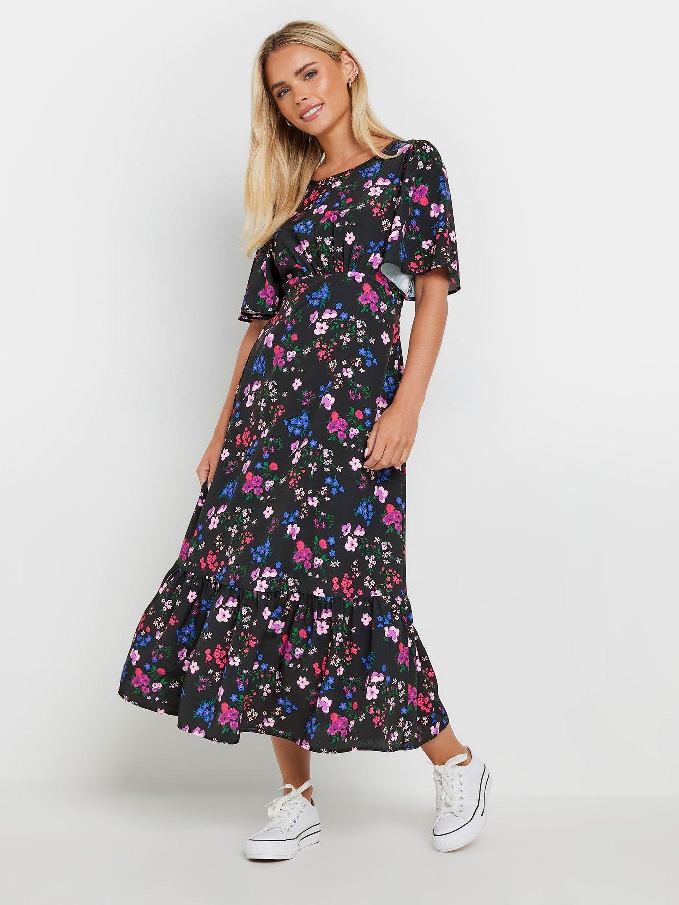  image of mco-petite-floral-flutter-sleeve-dress