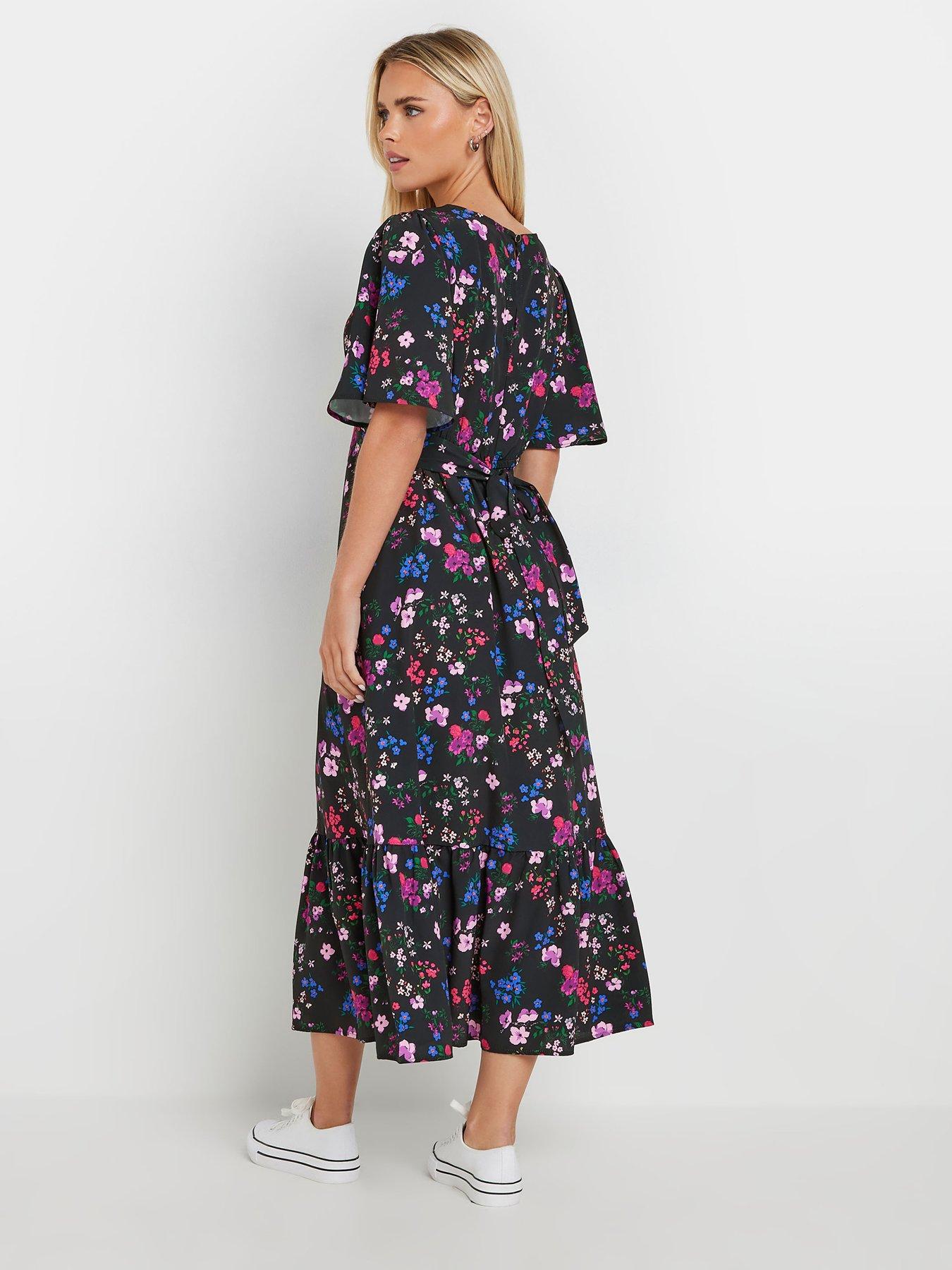  image of mco-petite-floral-flutter-sleeve-dress