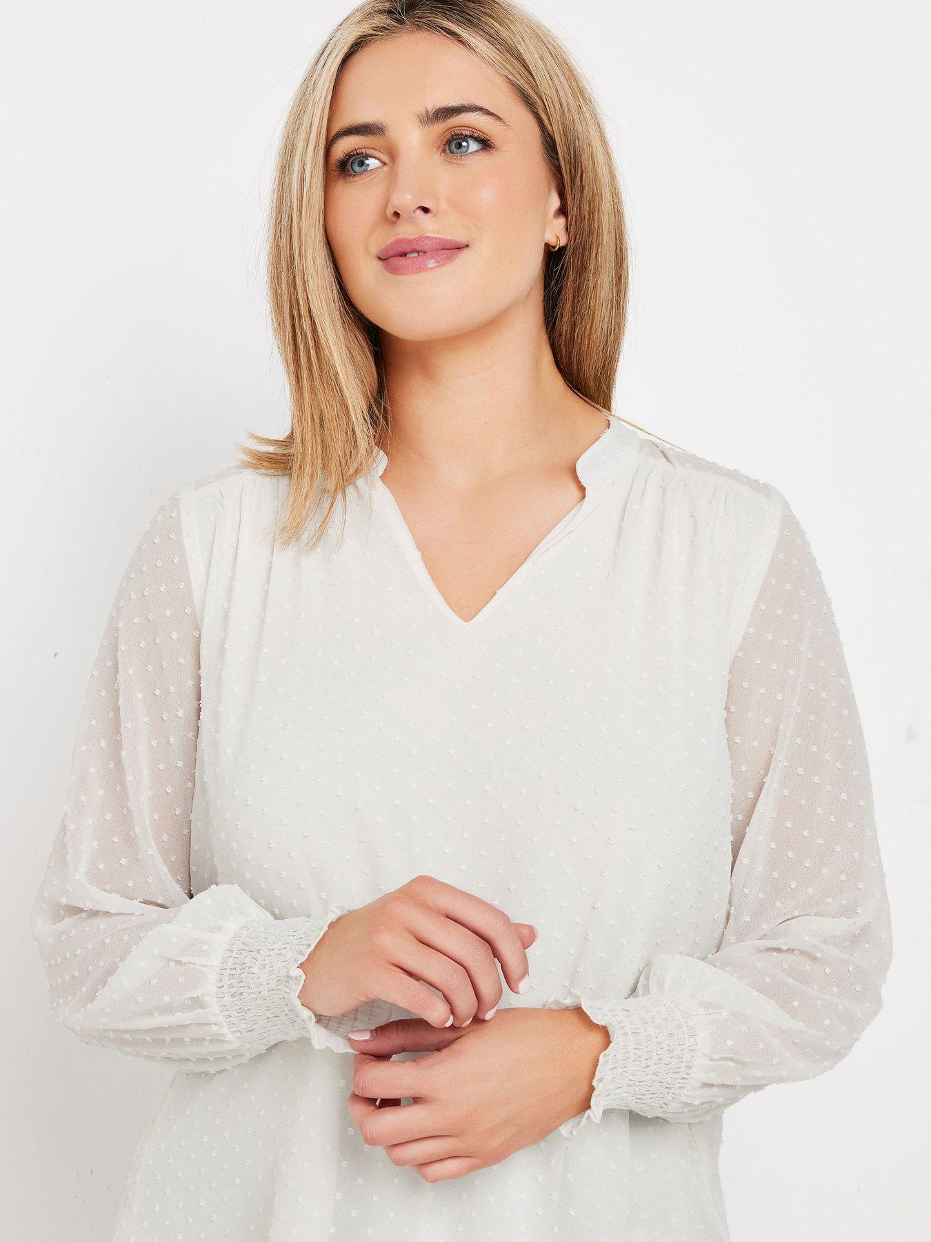  image of mco-long-sleeve-spot-detail-blouse