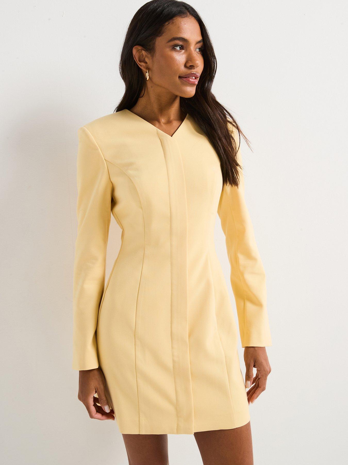 V by Very Tailored Mini Dress - Yellow