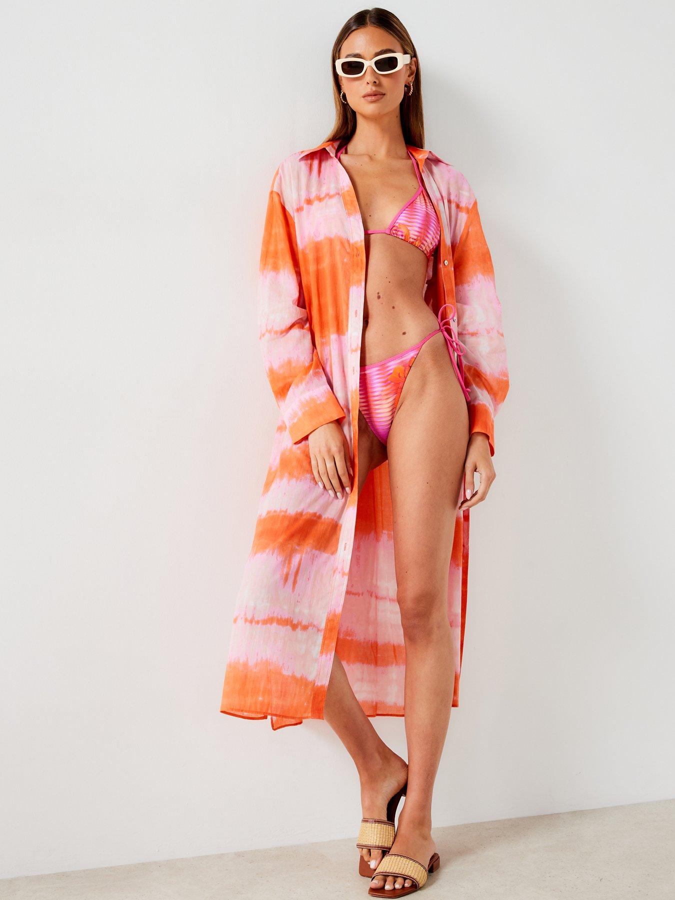 Mango Tie Dye Longline Shirt Dress Cover Up - Orange | Littlewoods