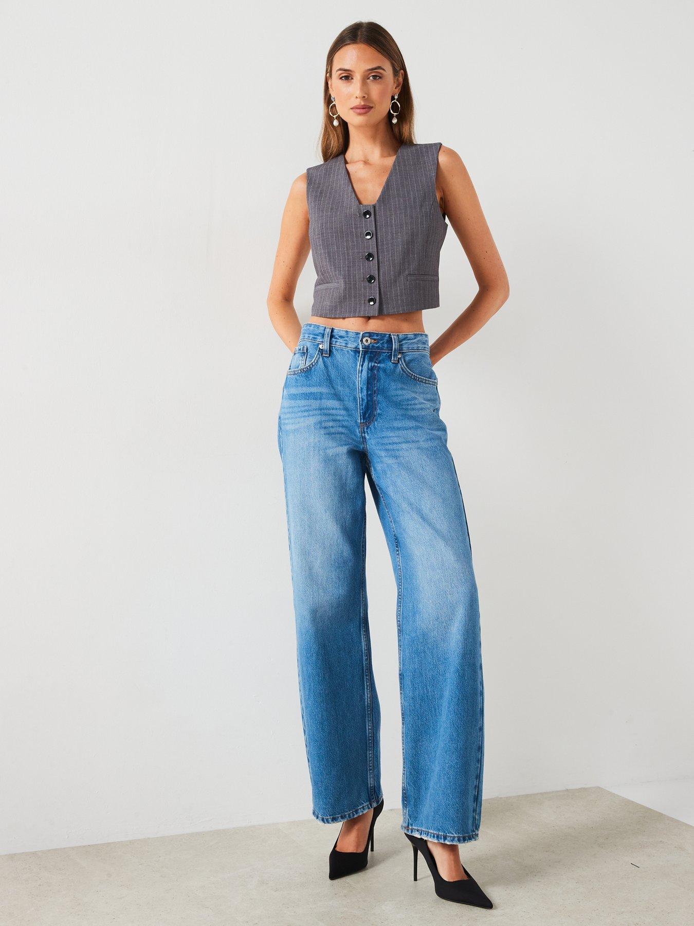  image of mango-stripped-button-waistcoat-grey