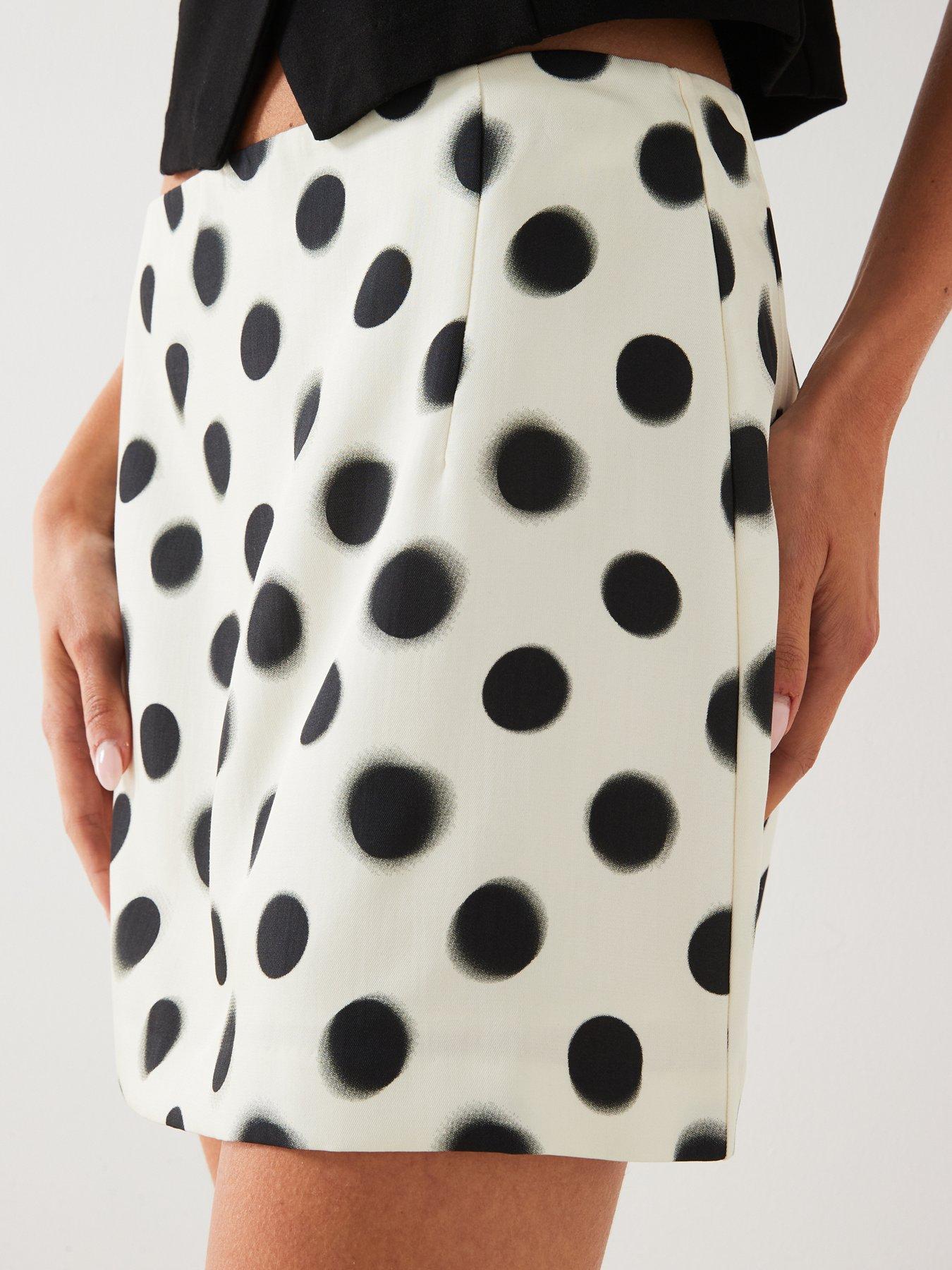  image of mango-polka-dot-mini-skirt-cream