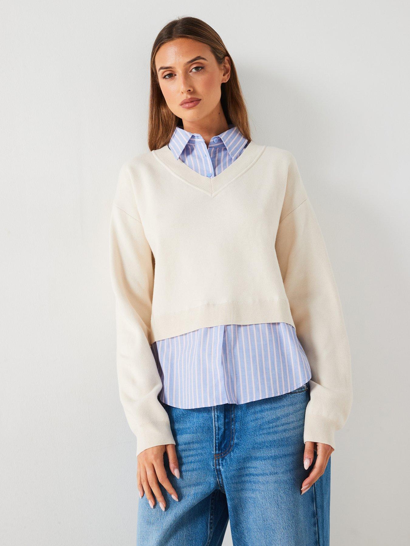 undefined 2 In 1 Jumper With Shirt - Cream