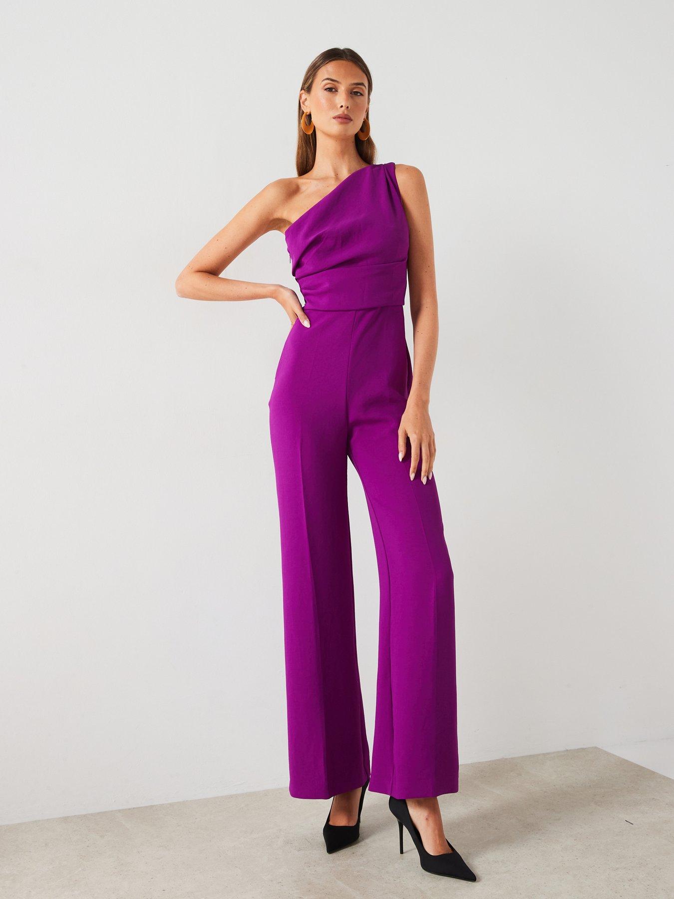 Mango One Shoulder Jumpsuit Purple Littlewoods