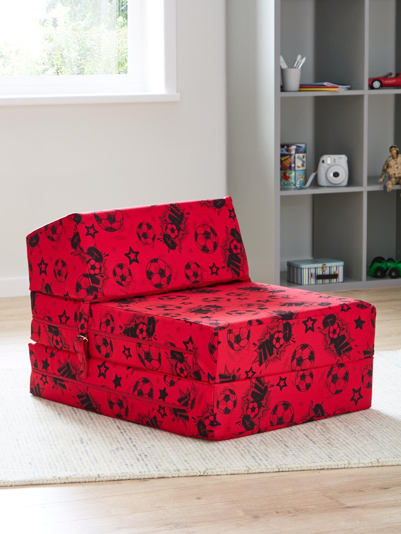 front image of kaikoo-kids-single-fold-out-chair-bed--football-goal