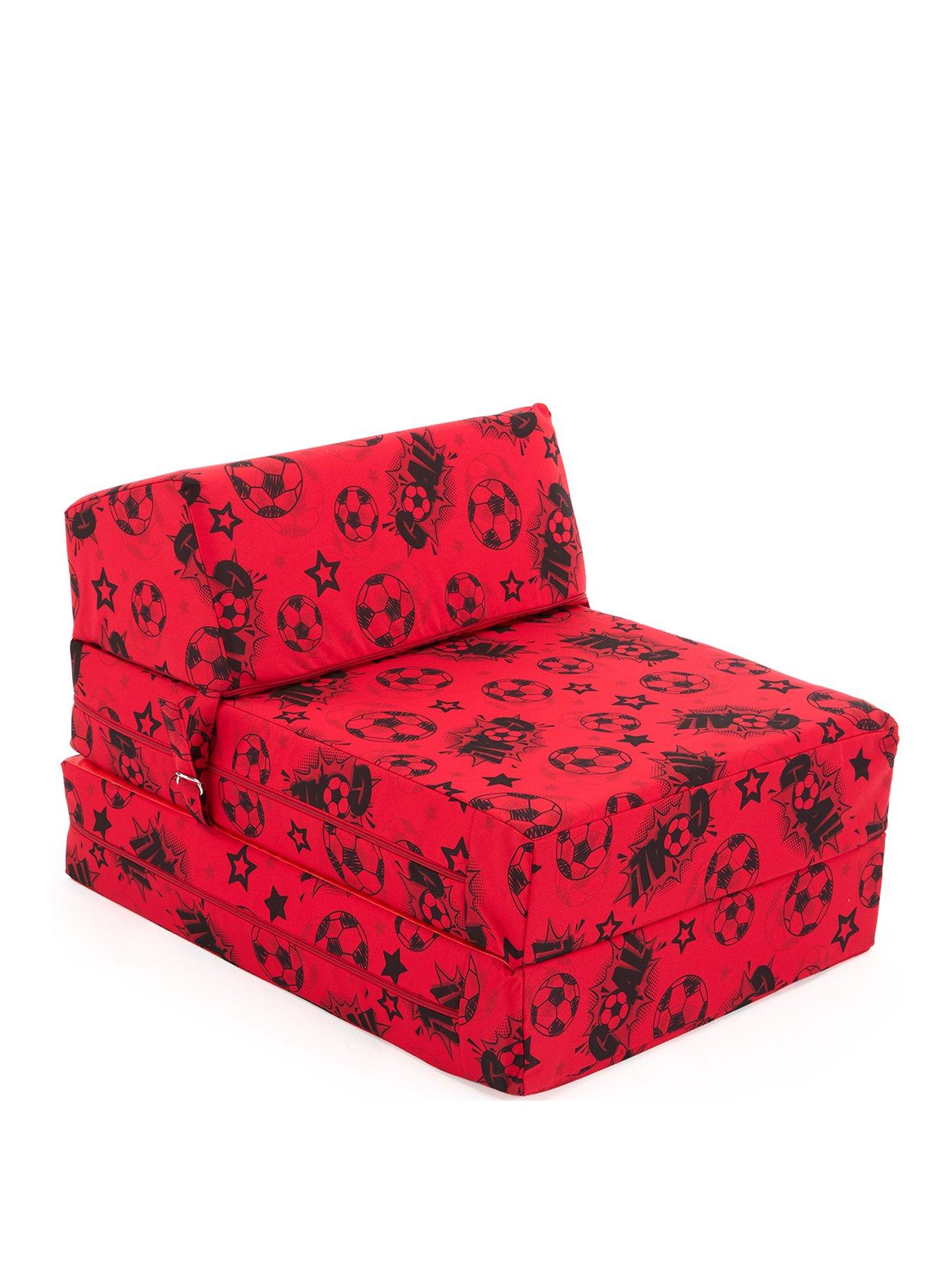  image of kaikoo-kids-single-fold-out-chair-bed--football-goal