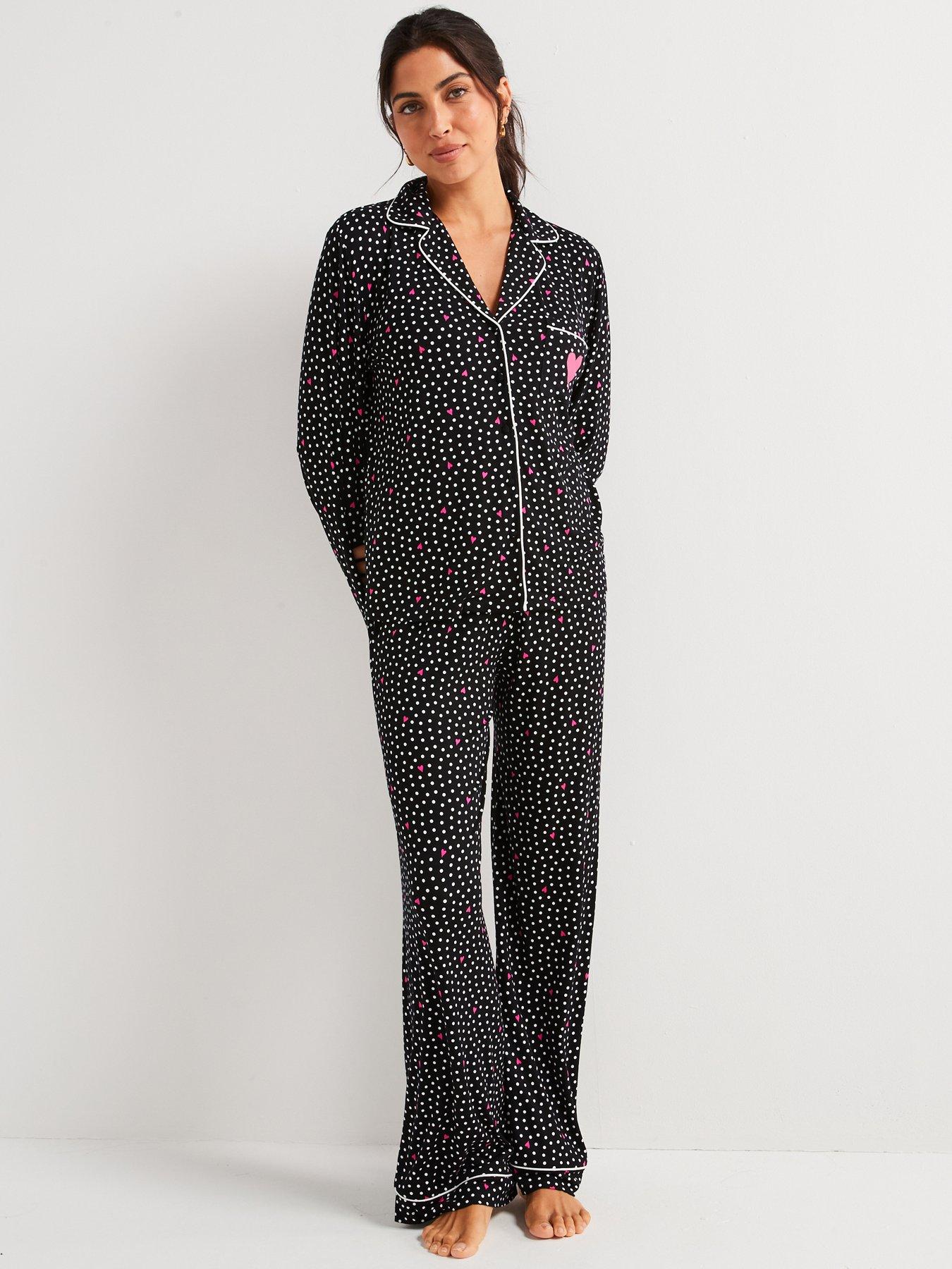  image of v-by-very-heart-print-jersey-revere-set