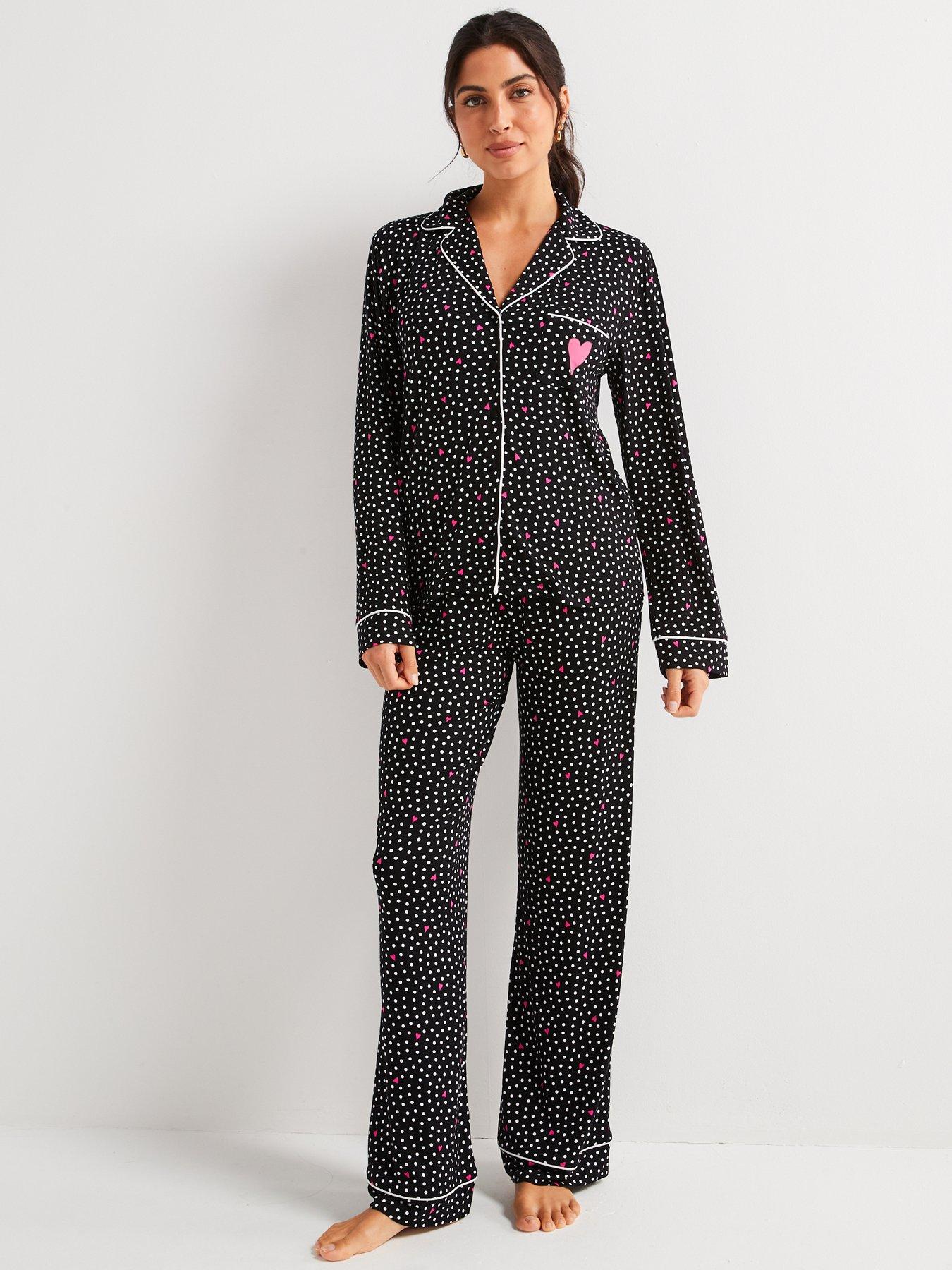  image of v-by-very-heart-print-jersey-revere-set